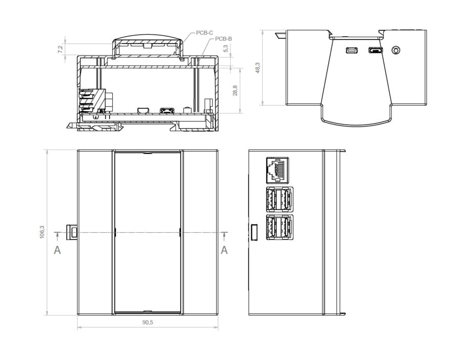 ITALTRONIC Hutschienen-Gehäuse für ODROID-C1, 6TE