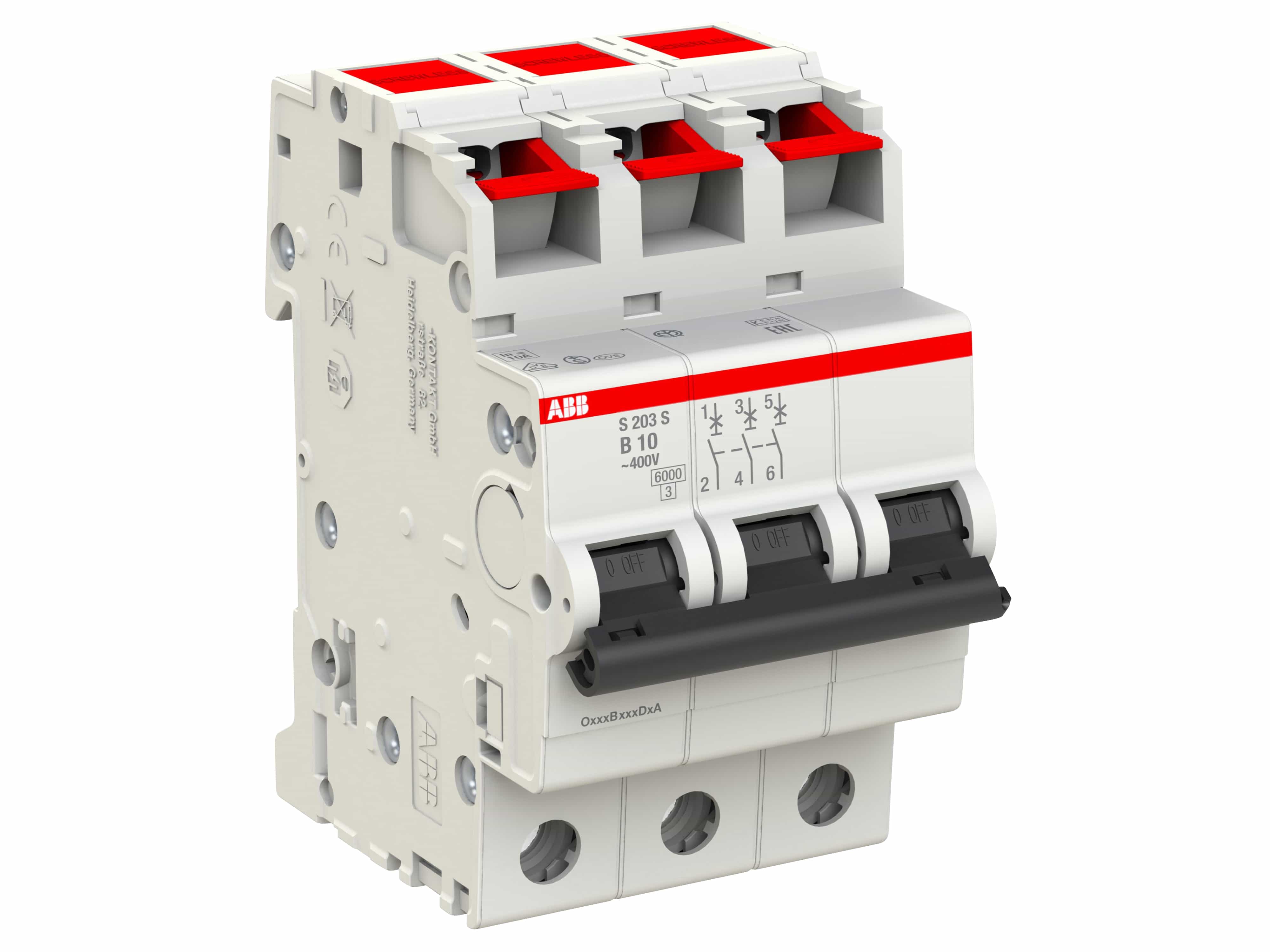 ABB Leitungsschutzschalter S203S-B10, B-Char., 6 kA, 10 A, 3-polig