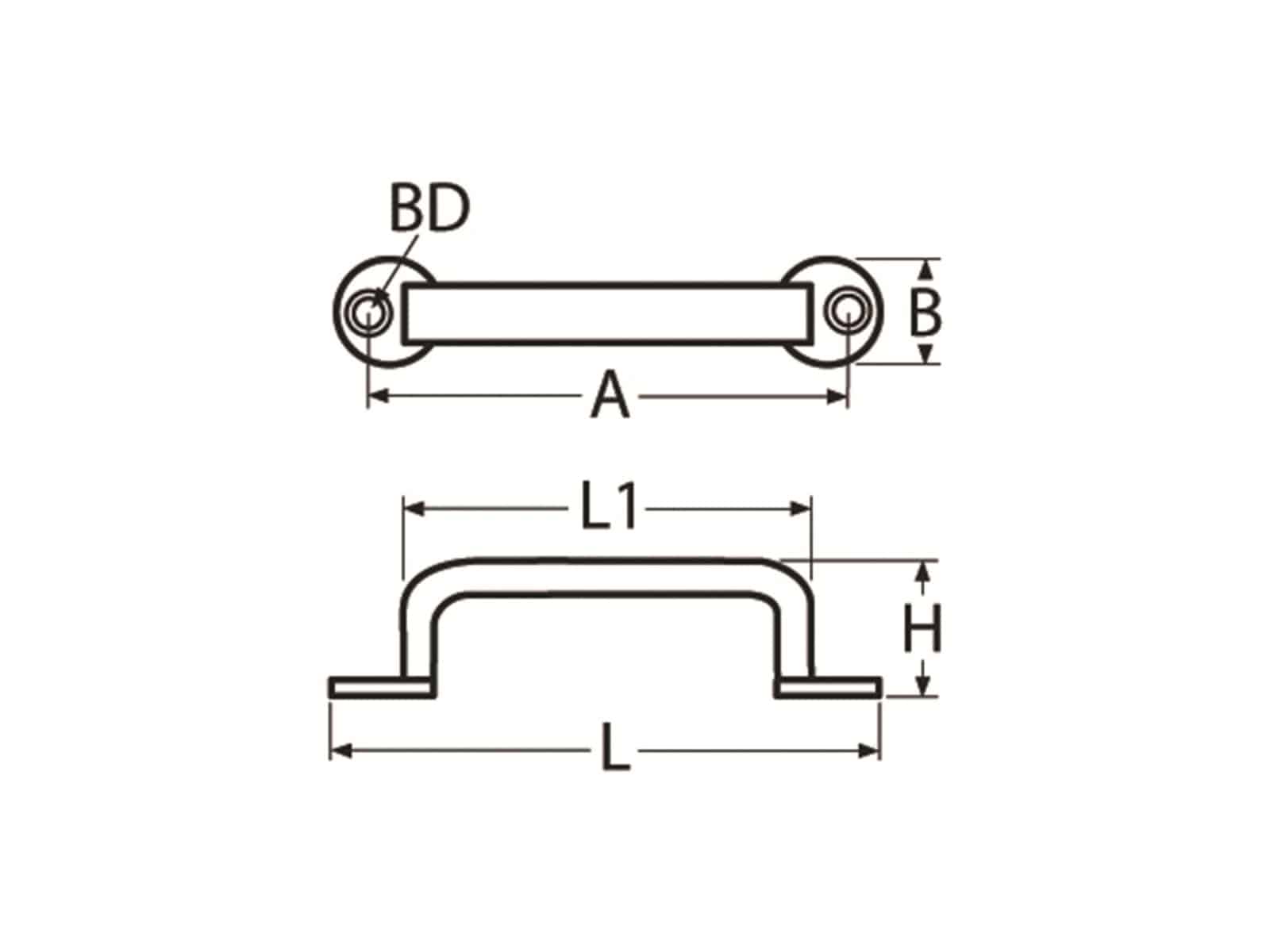 MARINETECH Haltegriff, Edelstahl A, Länge 65 mm