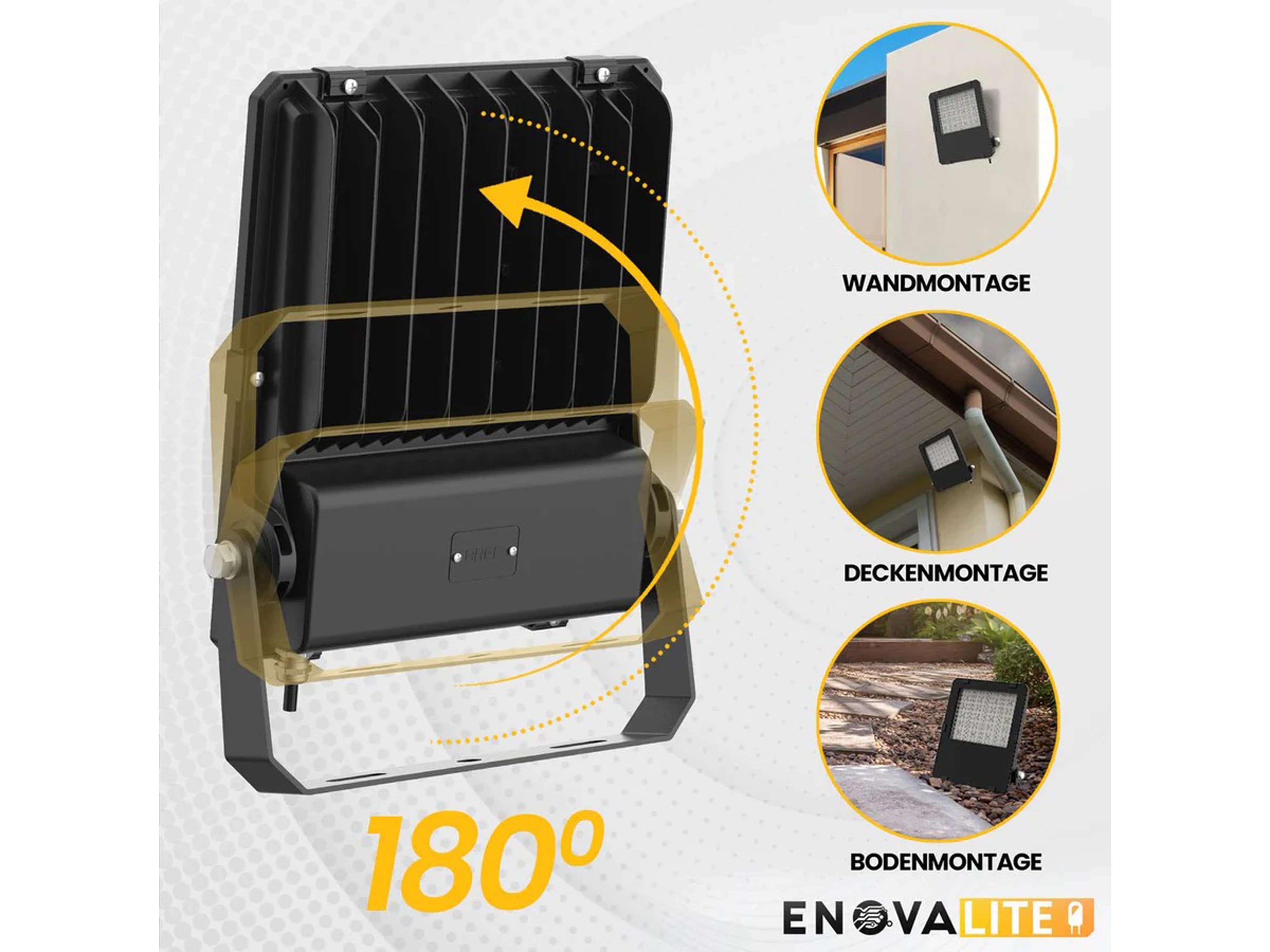 ENOVALITE LED-Fluter PRO, EEK: D, 100W, 13000lm, 4000K, schwarz