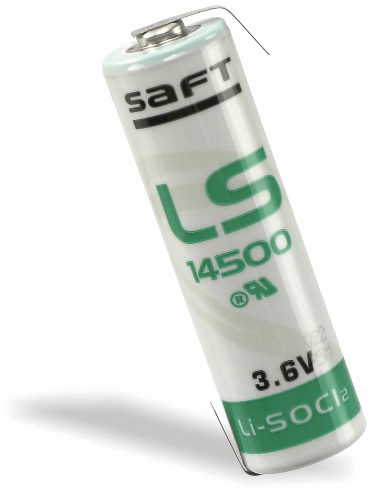 SAFT Lithium-Batterie LS 14500-CNR AA, mit Lötfahne, 3,6 V-, 2600 mAh