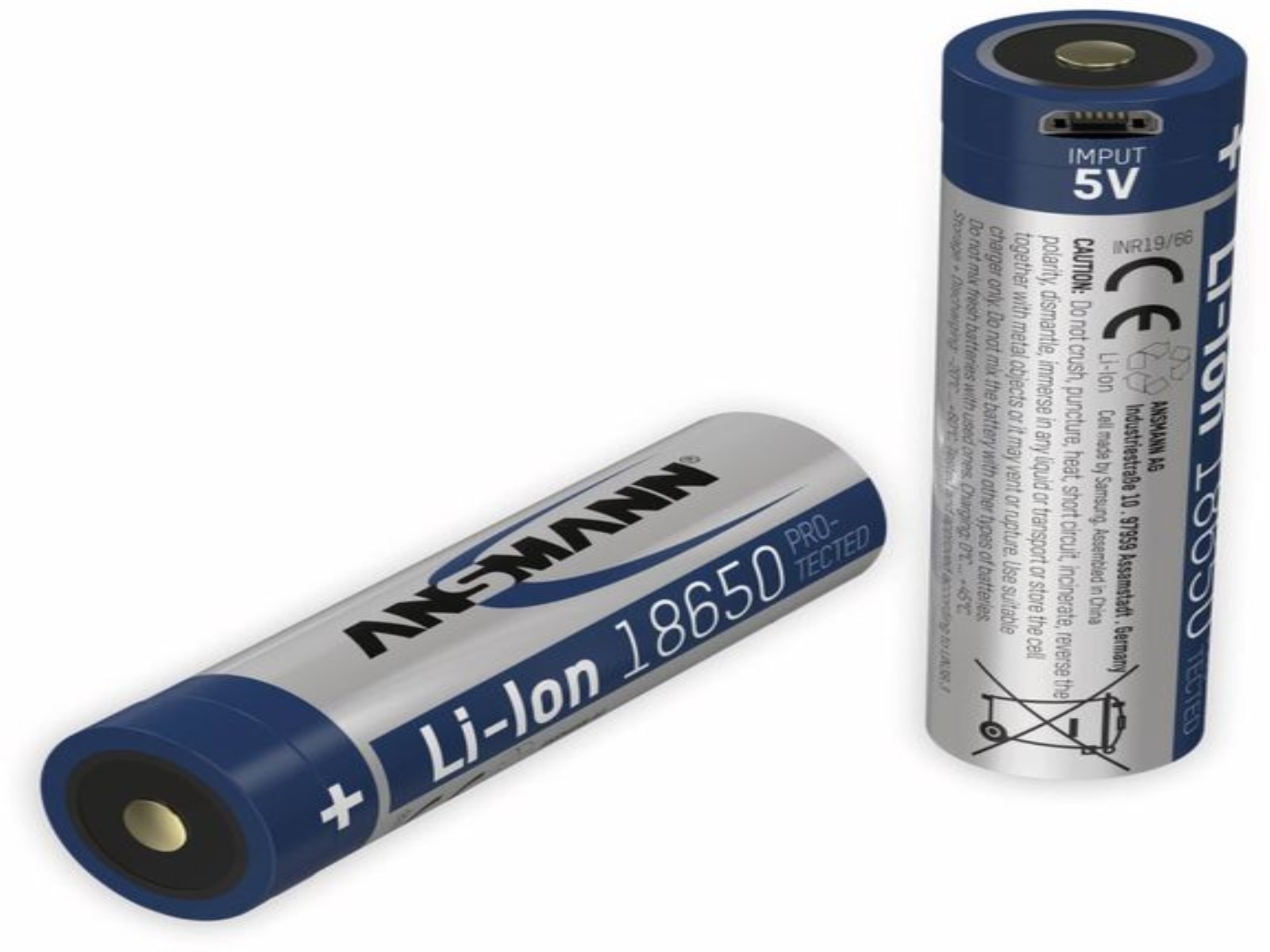 ANSMANN LiIon-Akku 1307-0003, 18650, 3,6 V-, 3400 mAh, Micro-USB Buchse