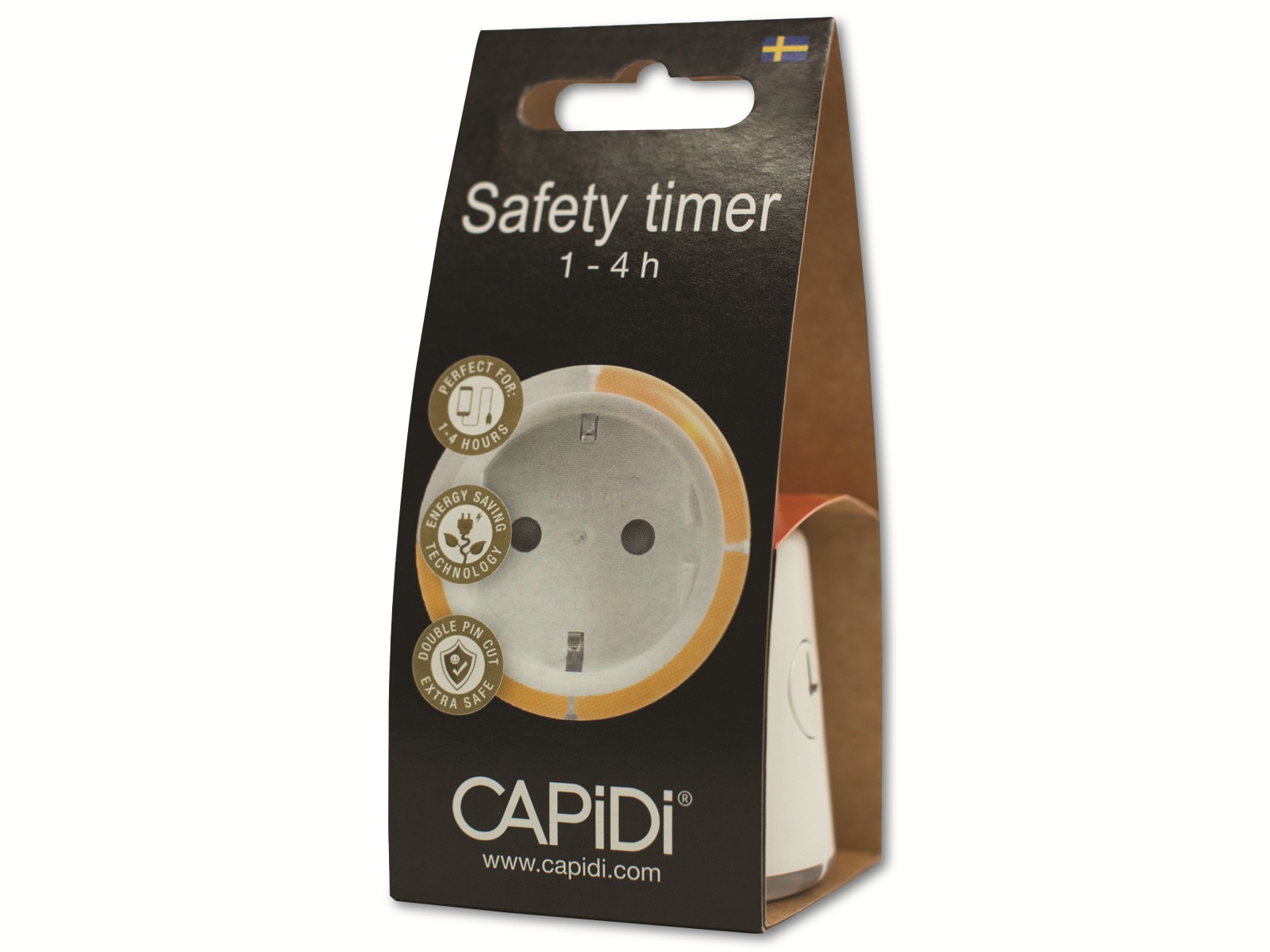 Zeitschaltuhr CAPiDi, 1-4 Stunden, LED-Anzeige, orange