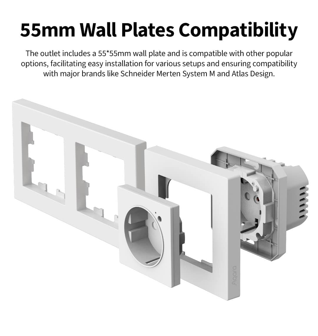 AQARA Smart Steckdose WP-P01D, Wall Outlet H2, weiß