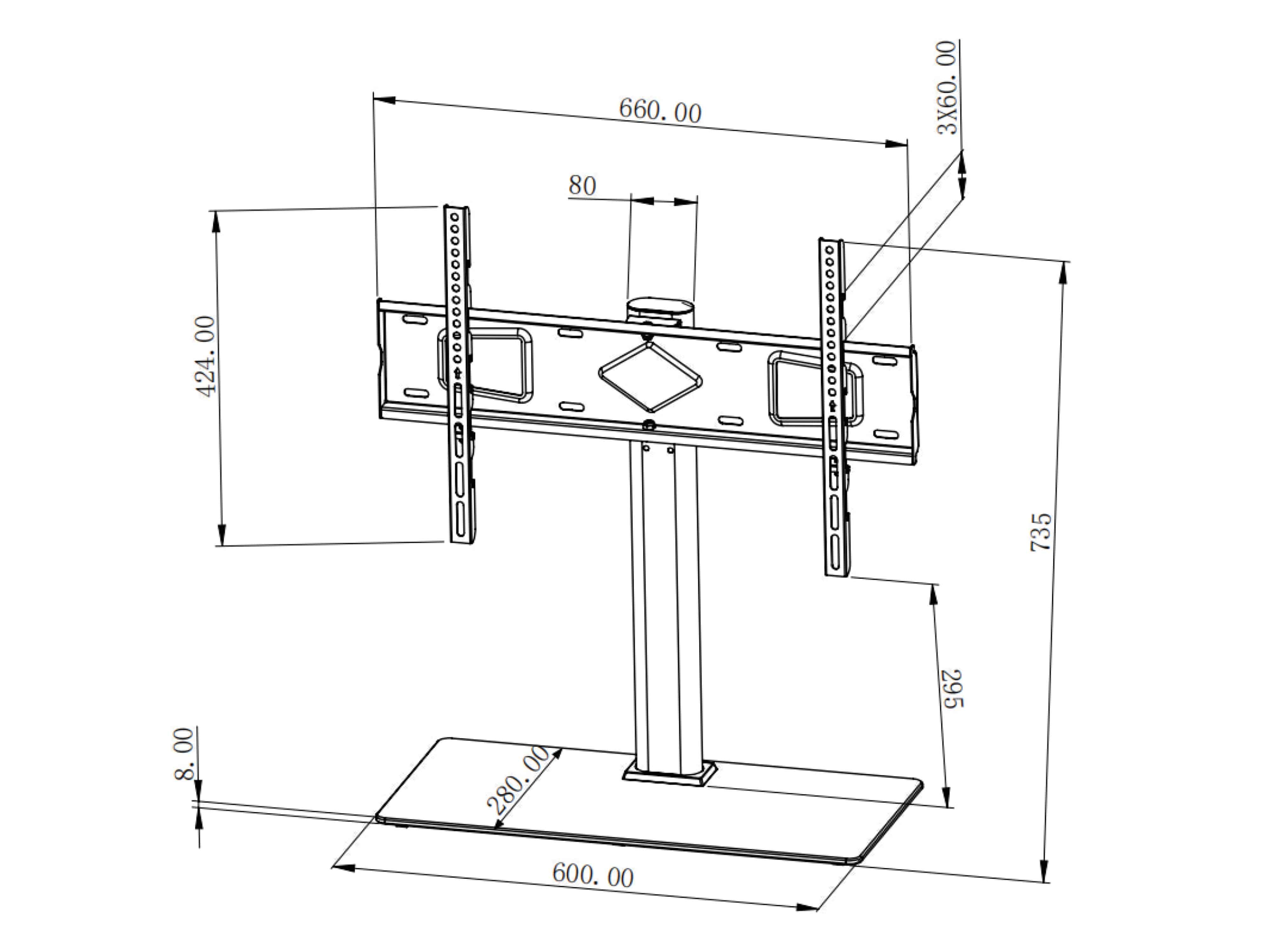 MANHATTAN TV-Ständer für Monitore von 32" bis 65" höhenverstellbar, bis zu 45 kg