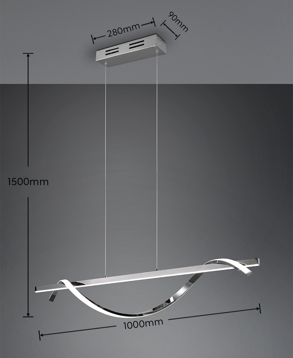 REALITY LED-Pendelleuchte Isabel R32201106 chrom, 26 W, 3000 lm, 4000 K