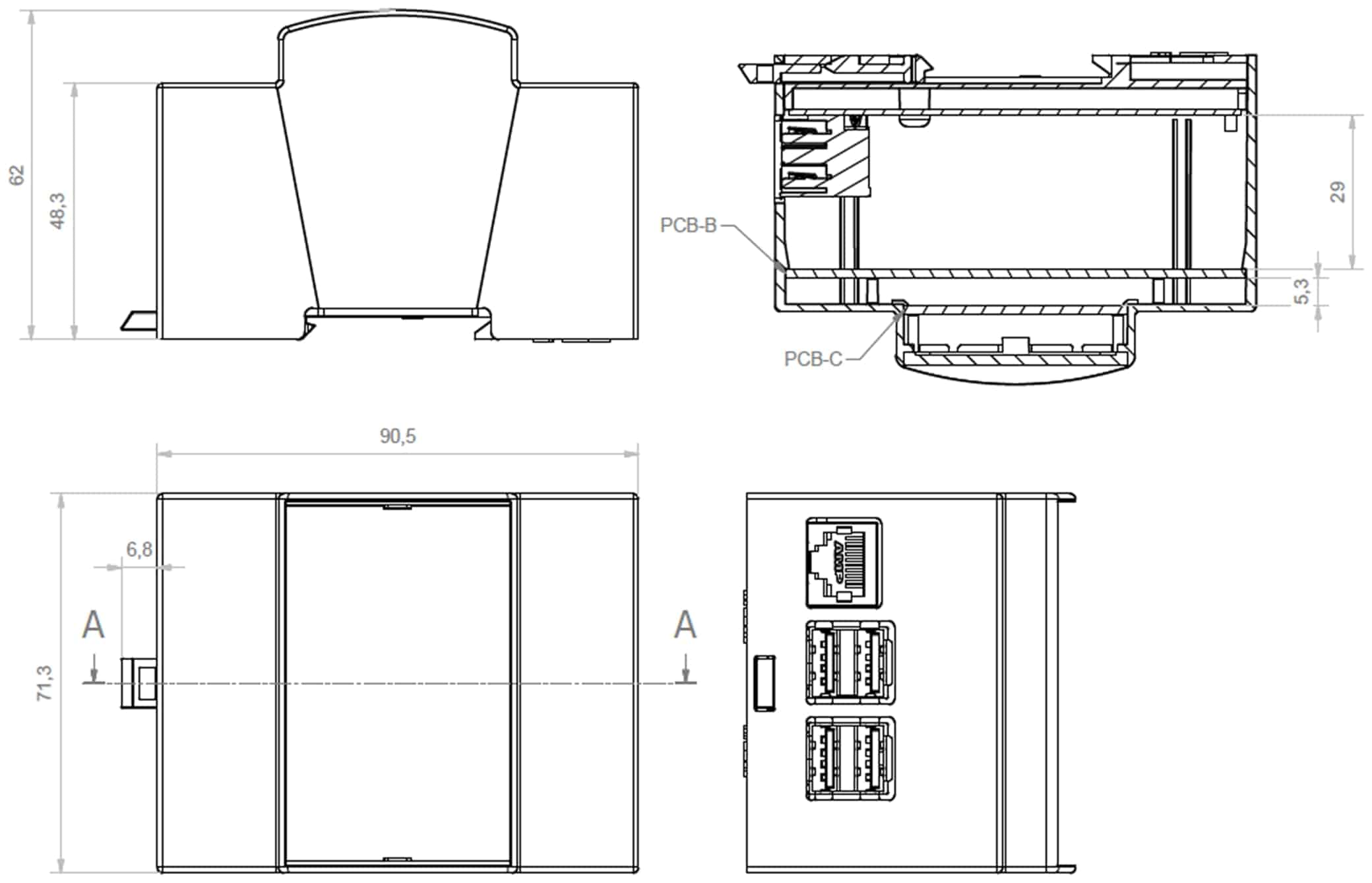 ITALTRONIC Hutschienen-Gehäuse für ODROID-C1, 4TE