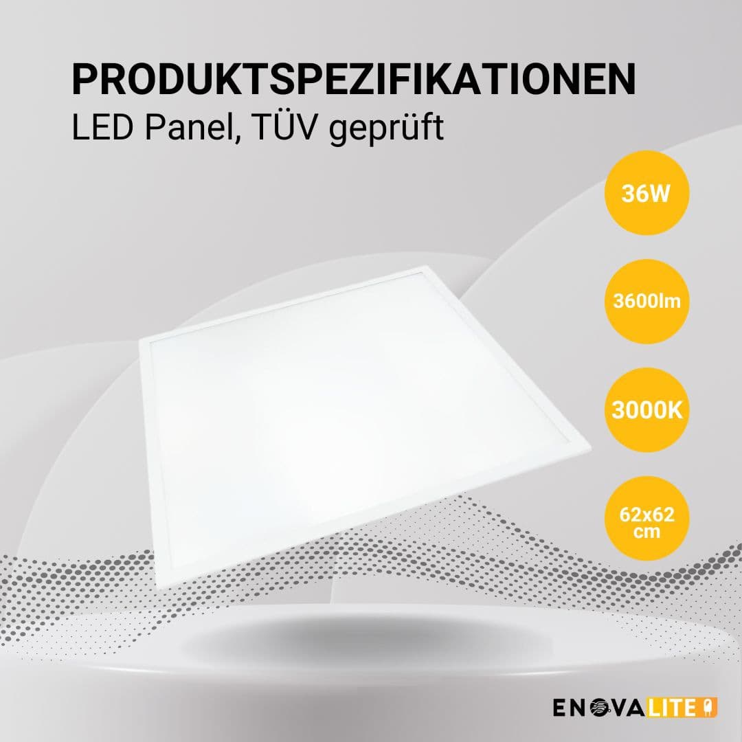 ENOVALITE LED-Panel, 36 W, 3600 lm, EEK: F, 620x620 mm, 3000 K