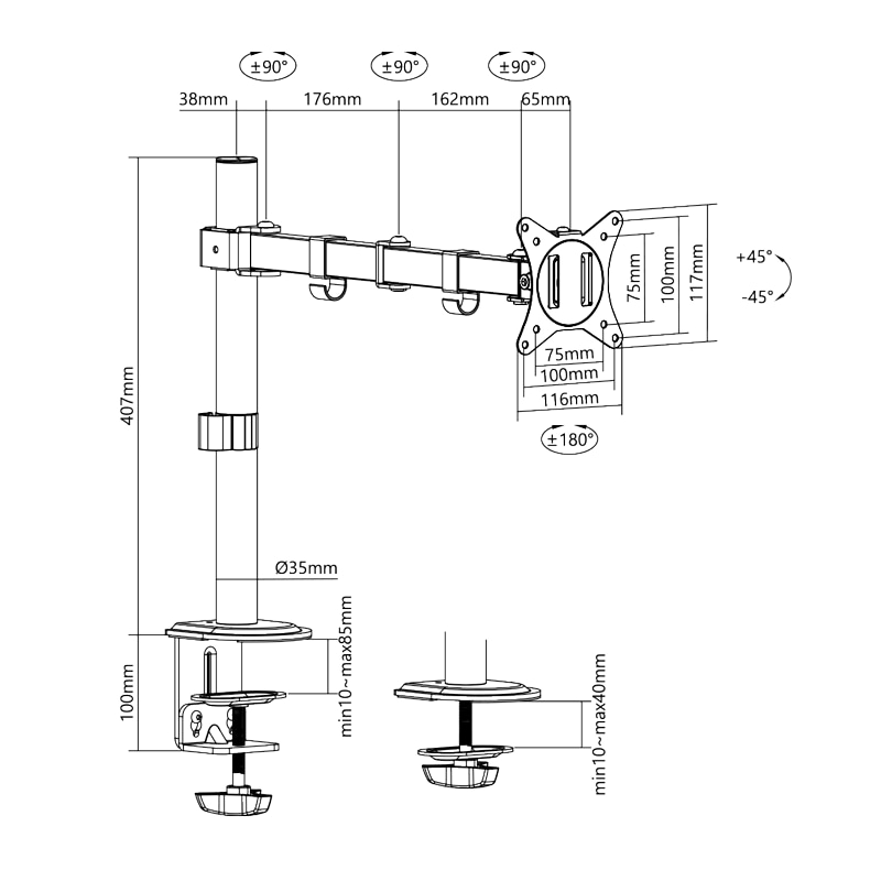 LOGILINK Monitorhalterung BP0171, 43,2 - 81,3 cm (17 - 32"), Stahl