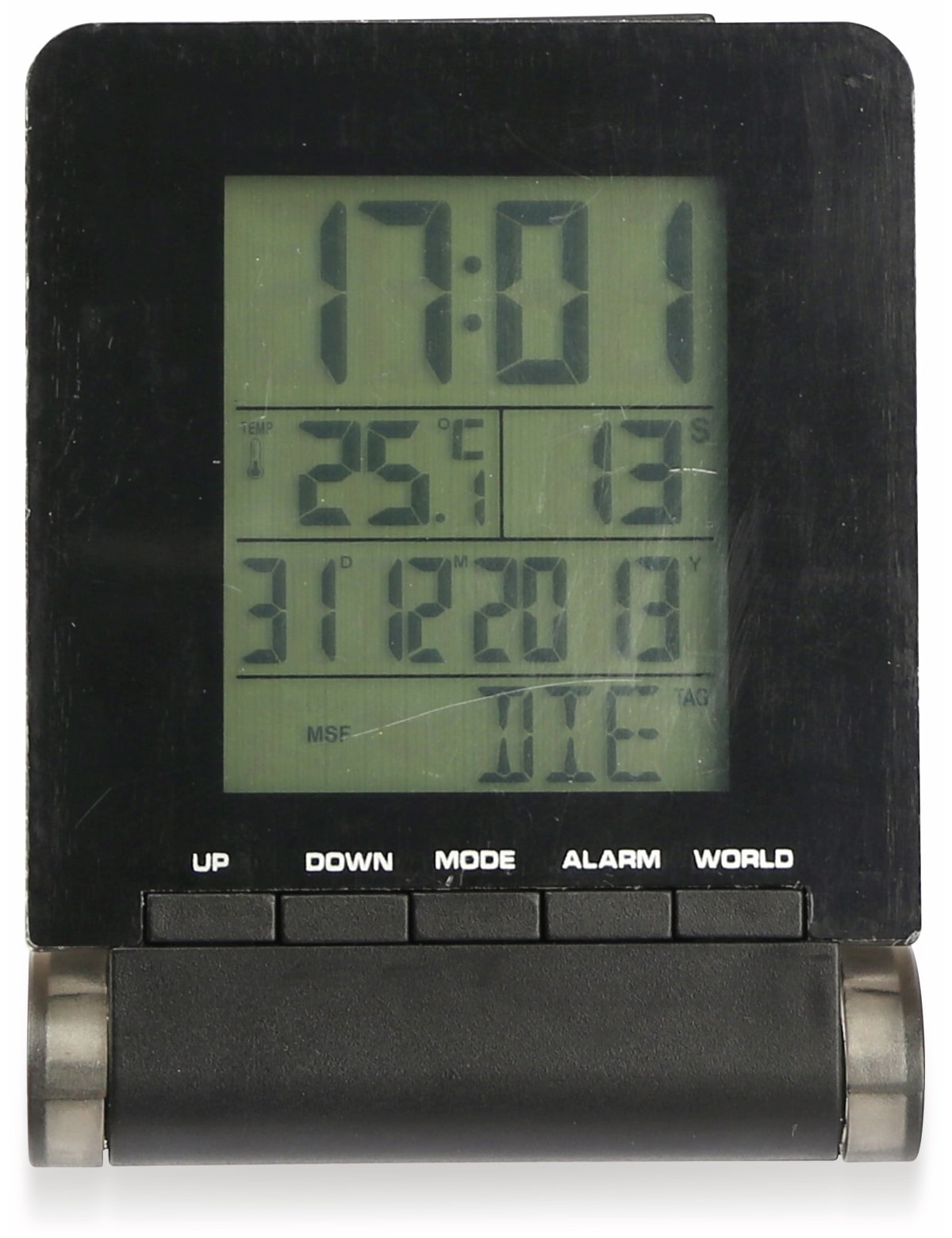 Digitaler Funkwecker, Raumtemperatur- und Tagesanzeige, schwarz