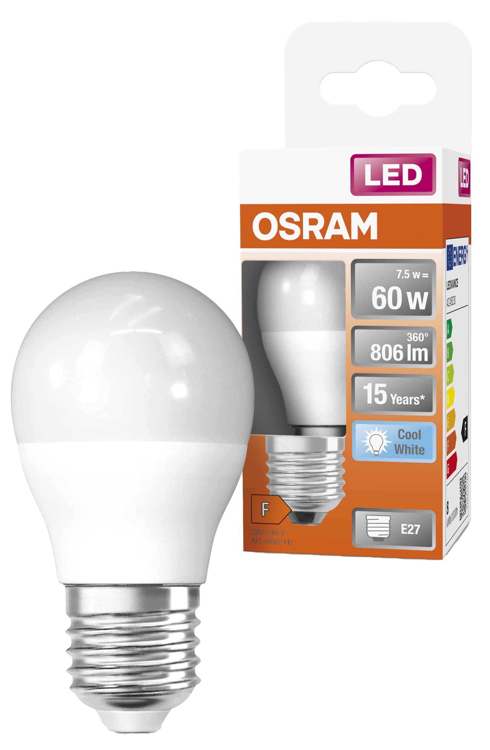 OSRAM LED-Lampe Star Classic, P60, E27, EEK: F, 7,5 W, 806 lm, 4000 K