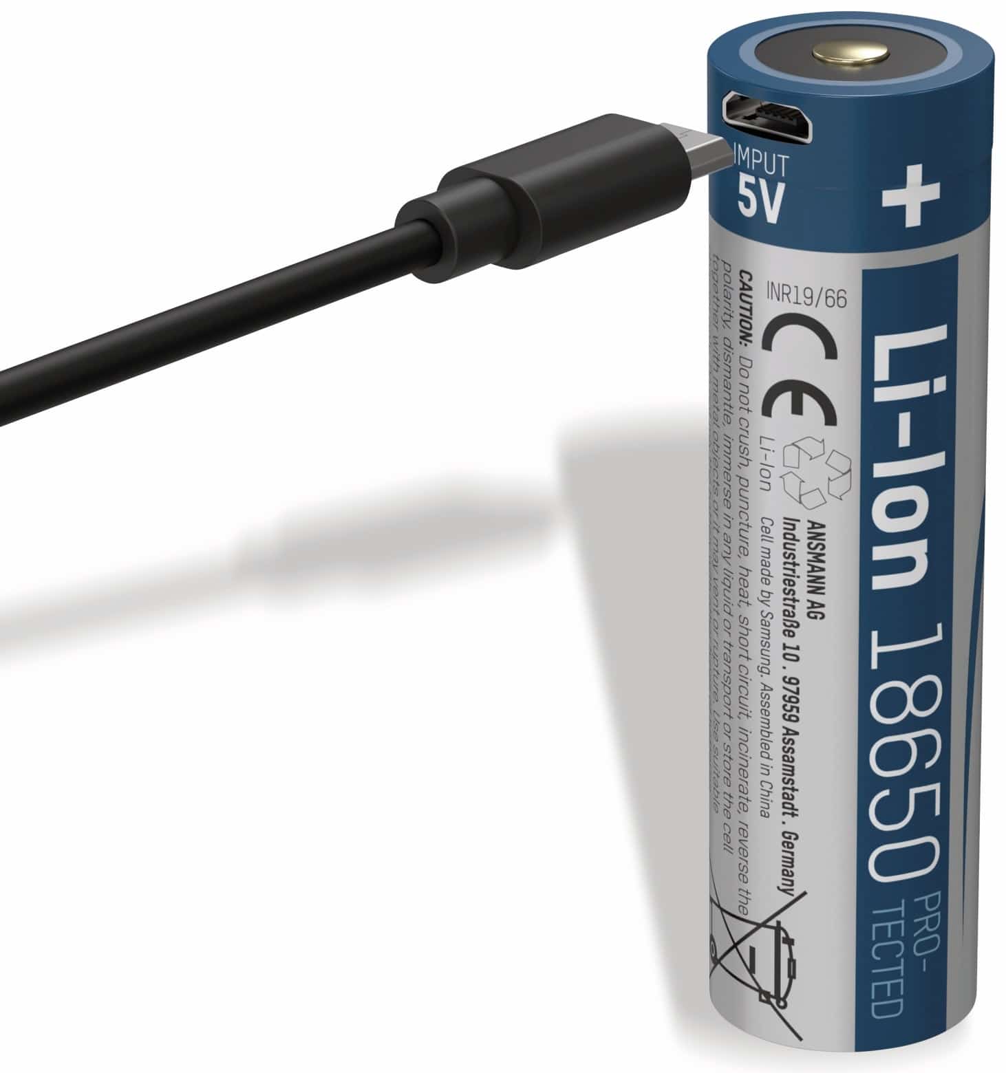 ANSMANN LiIon-Akku 1307-0002, 18650, 3,6 V-, 2600 mAh, Micro-USB Buchse