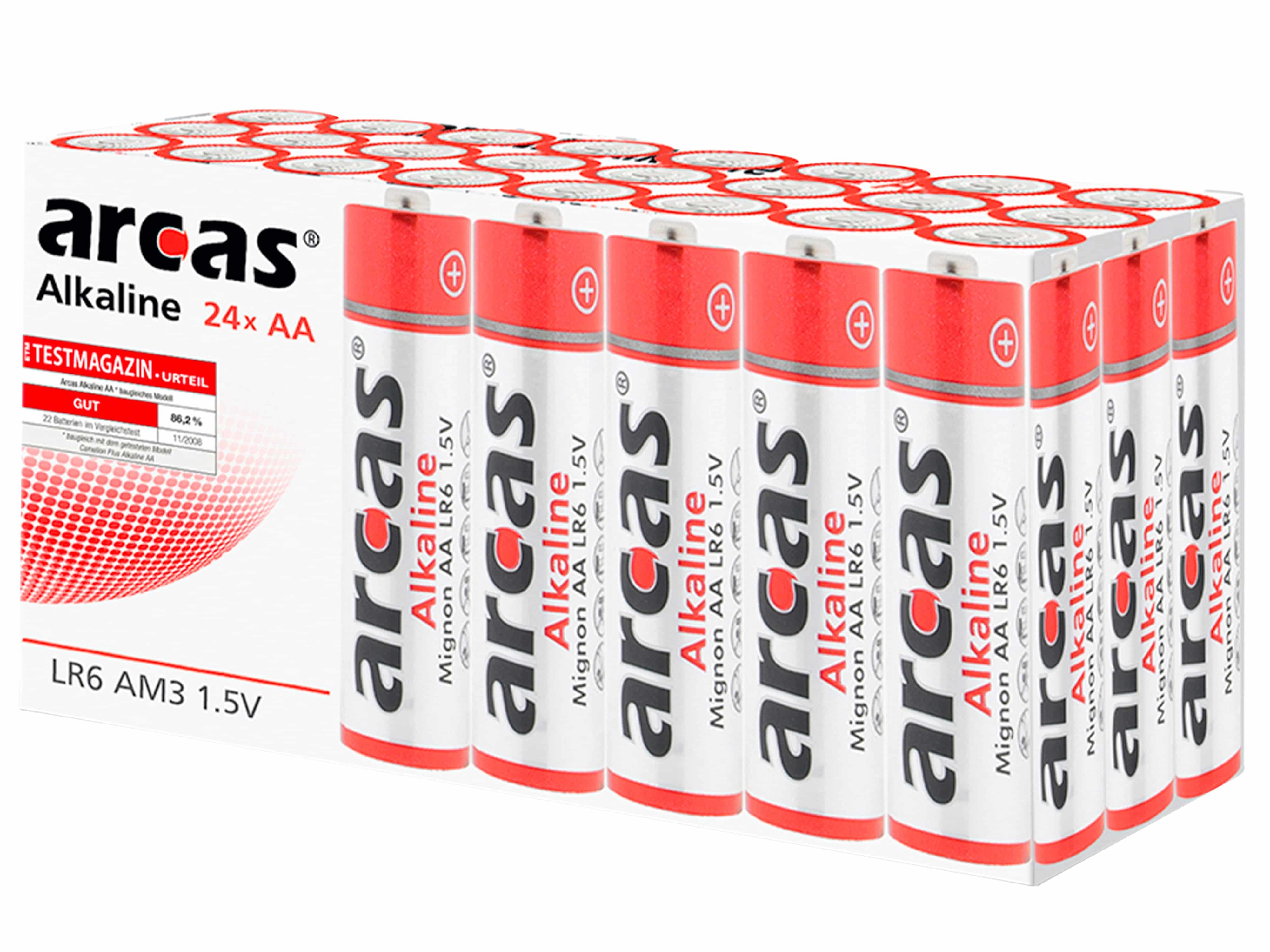 ARCAS Batterie Alkaline LR6, AA, Mignon, 1,5 V, 24 Stück