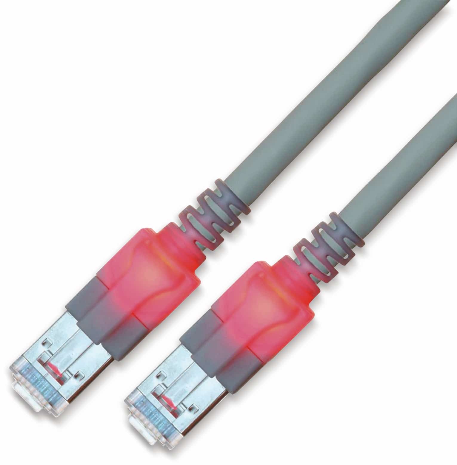 RJ45 Patchkabel SACON CAT.6, S/FTP, Lichtidentifikation, LSOH, grau, 3,0 m