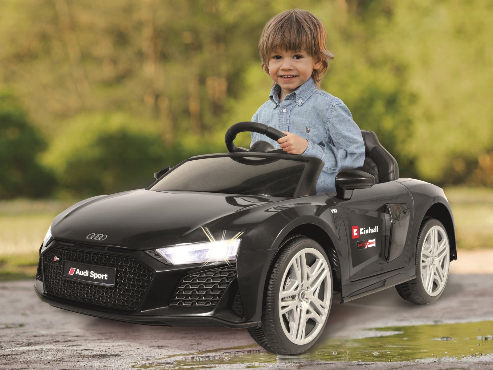 JAMARA Kinder-Elektrofahrzeug Ride-onAudi R8 Spyder schwarz, 18V Einhell Akku