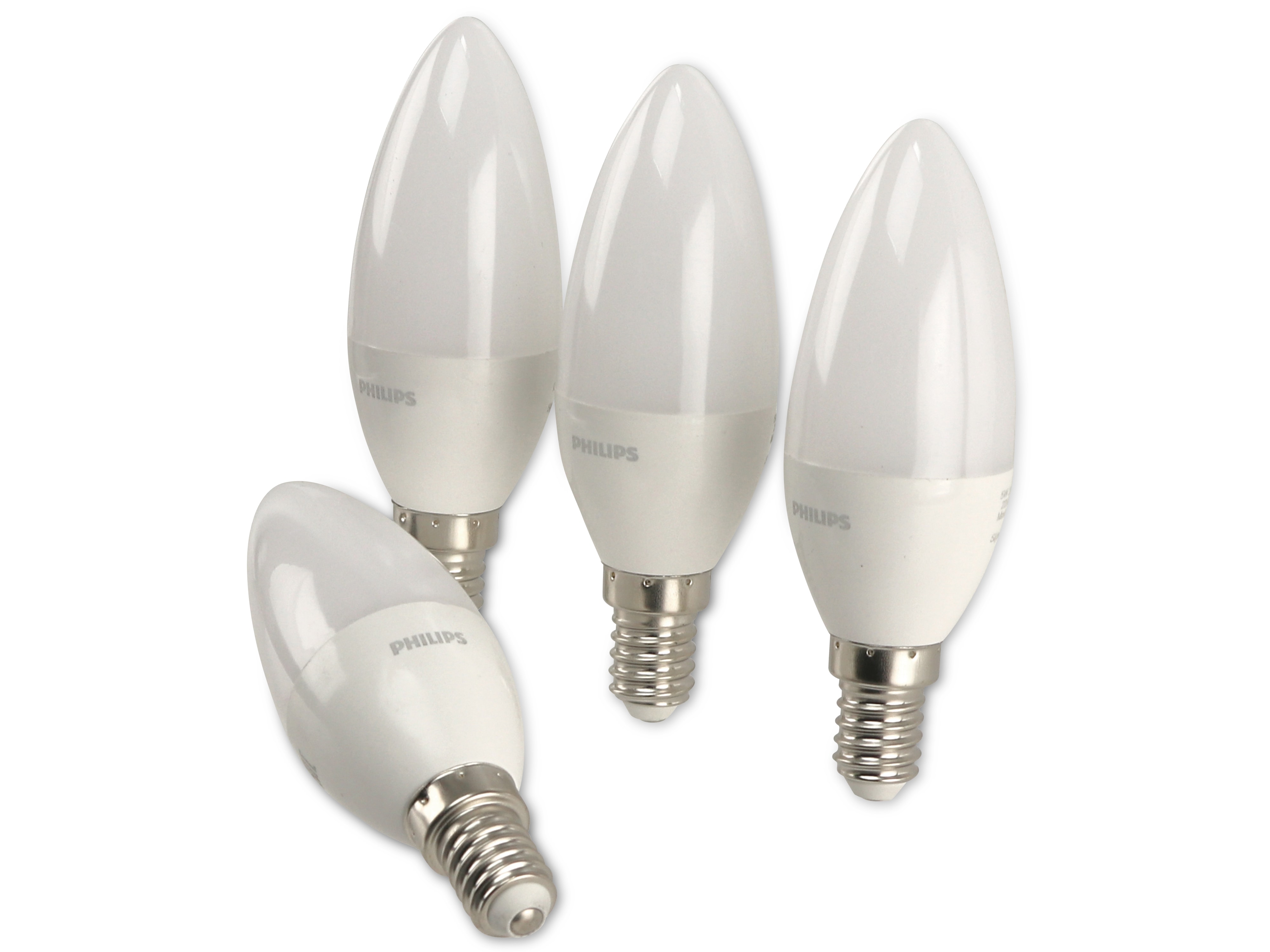 LED-Lampe Philips, Kerzenform, E14, EEK: F, 5 W, 470 lm, 4 Stück