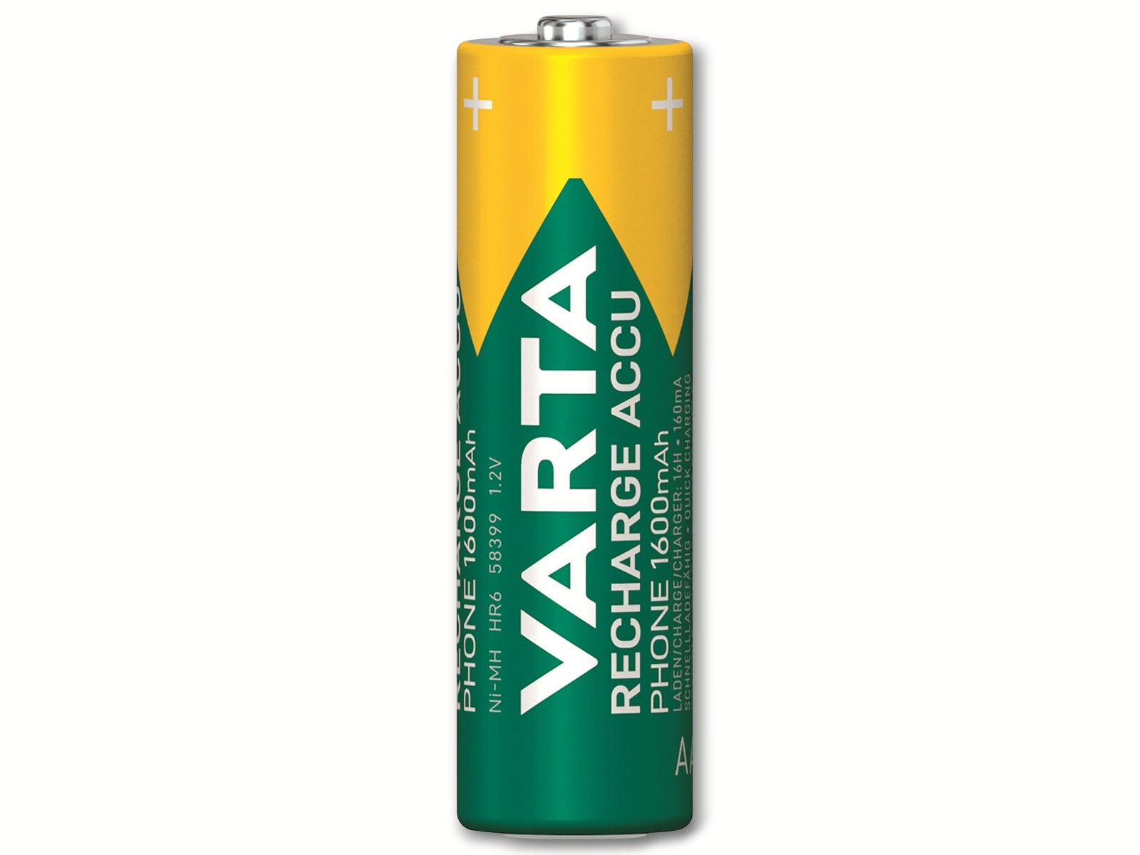 VARTA Akku NiMH, Mignon, AA, HR06, 1.2V/1600mAh, Accu Phone, 2er Pack