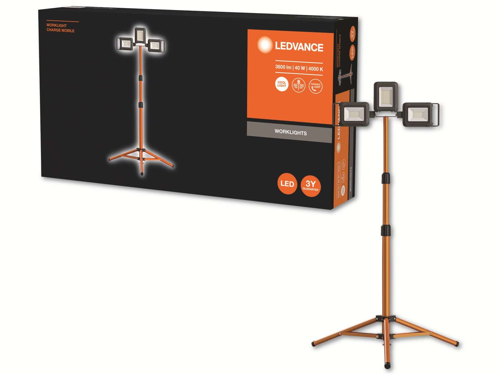 LEDVANCE LED-Baustrahler Tripod, 3x40W, 3280lm, 4000K