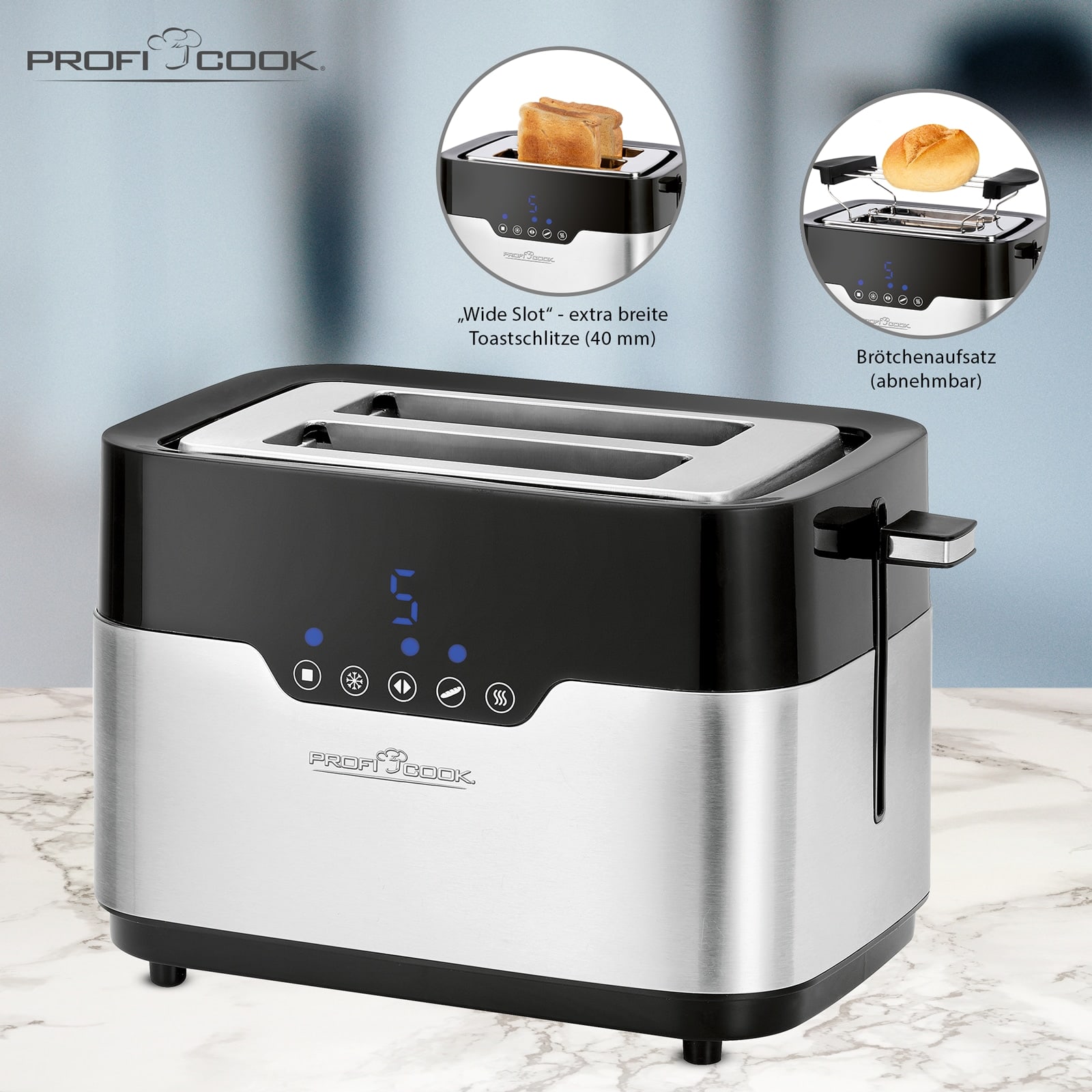 PROFI COOK Toaster PC-TA 1170 inox, Sensor Touch, 920 W