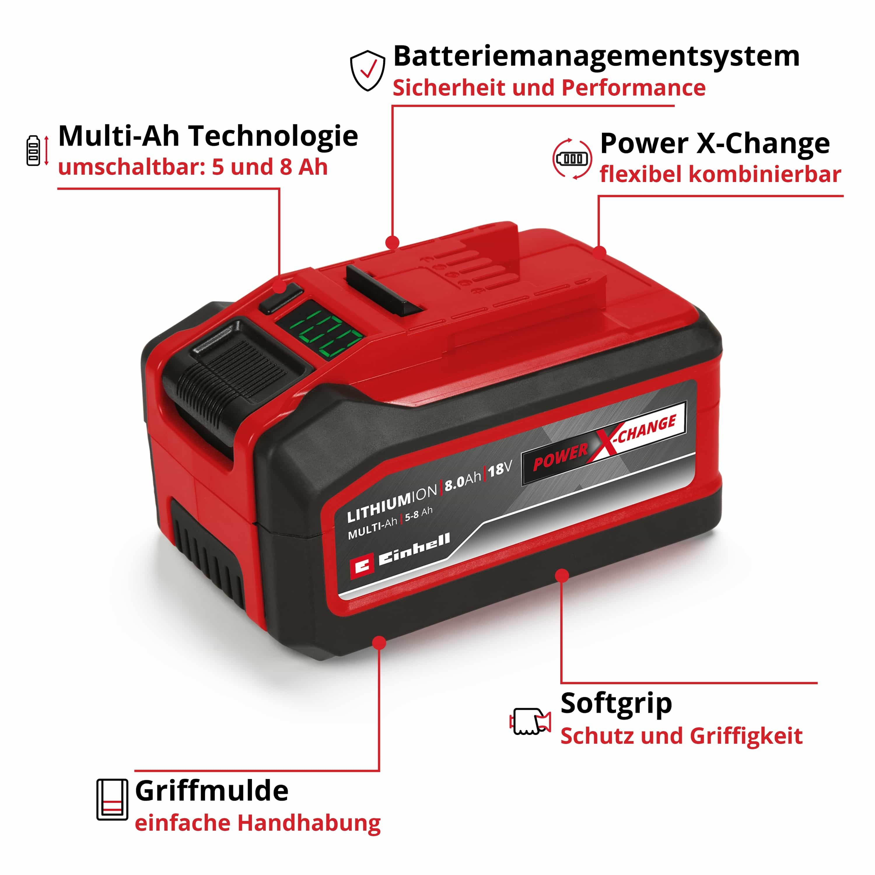 EINHELL Akku, 18 V 5...8 Ah, Multi Ah PXC Plus