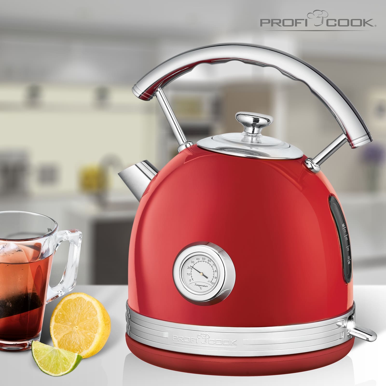 PROFI COOK Wasserkocher PC-WKS 1192, 1,7 L, 2200 W, rot