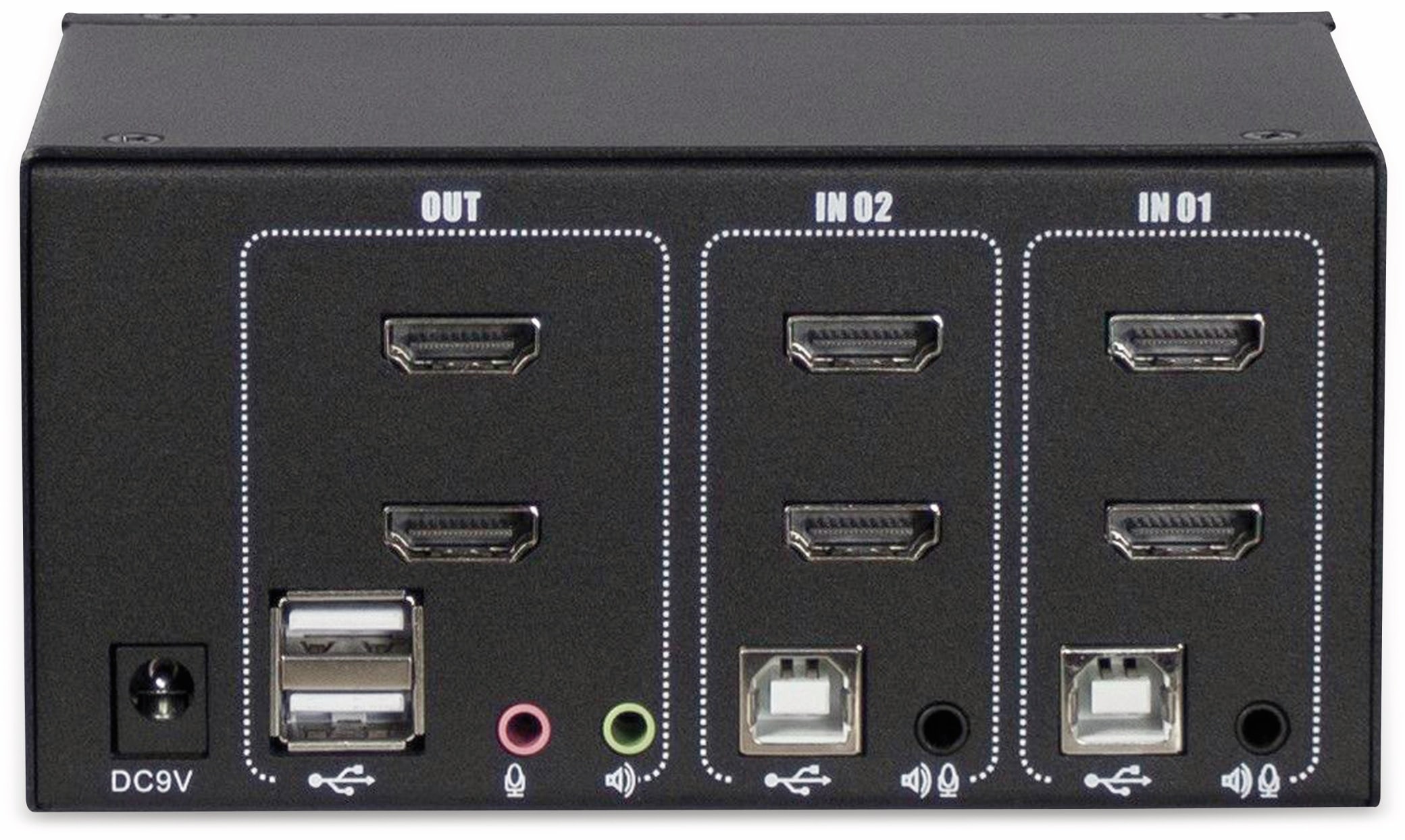 INTER-TECH KVM-Switch AS-22HA, HDMI, Metall, 2x2 Ports