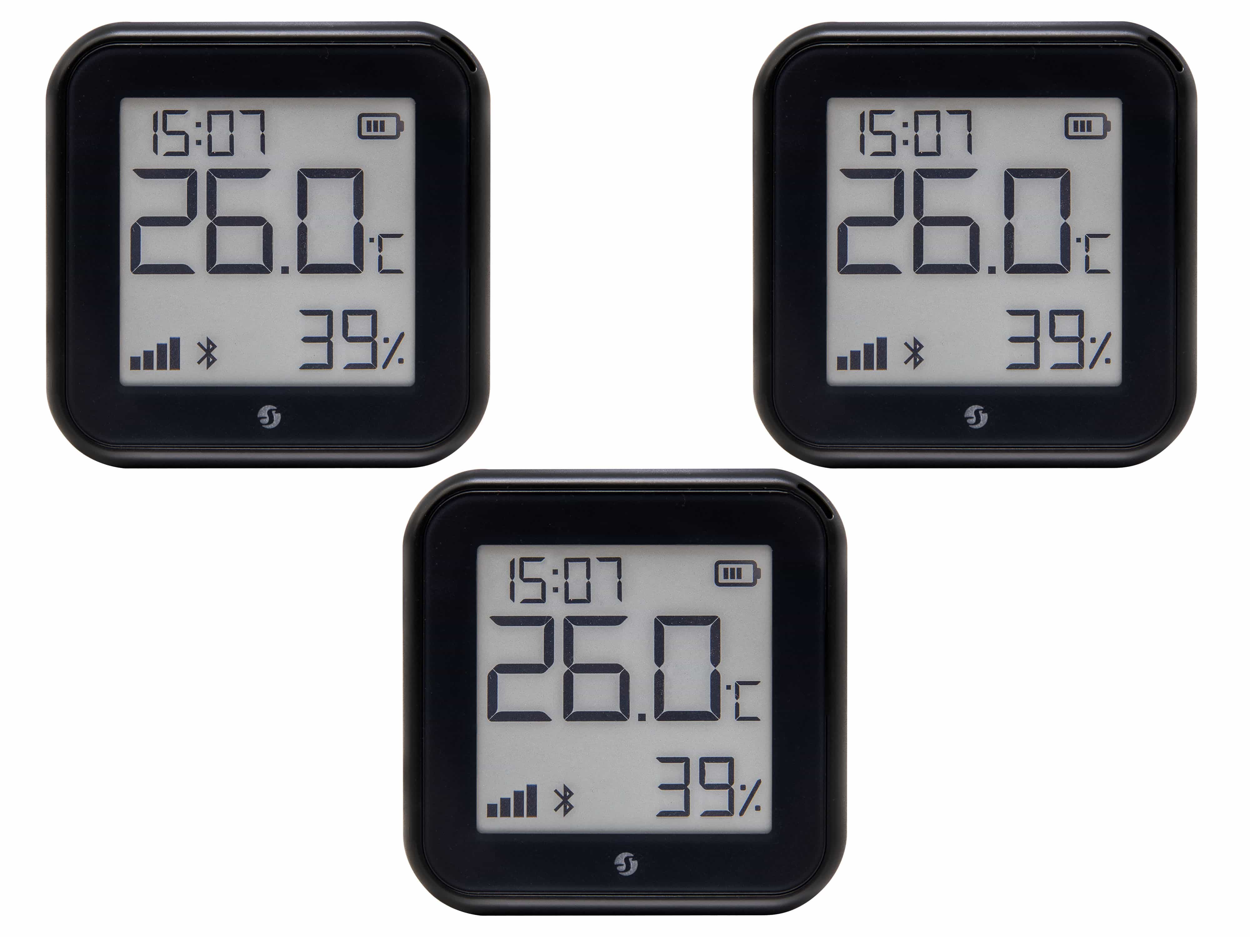 SHELLY WLAN-Temperatur- u. Feuchtigkeitssensor Plus H&T Gen. 3, BT, schwarz, 3 Stück