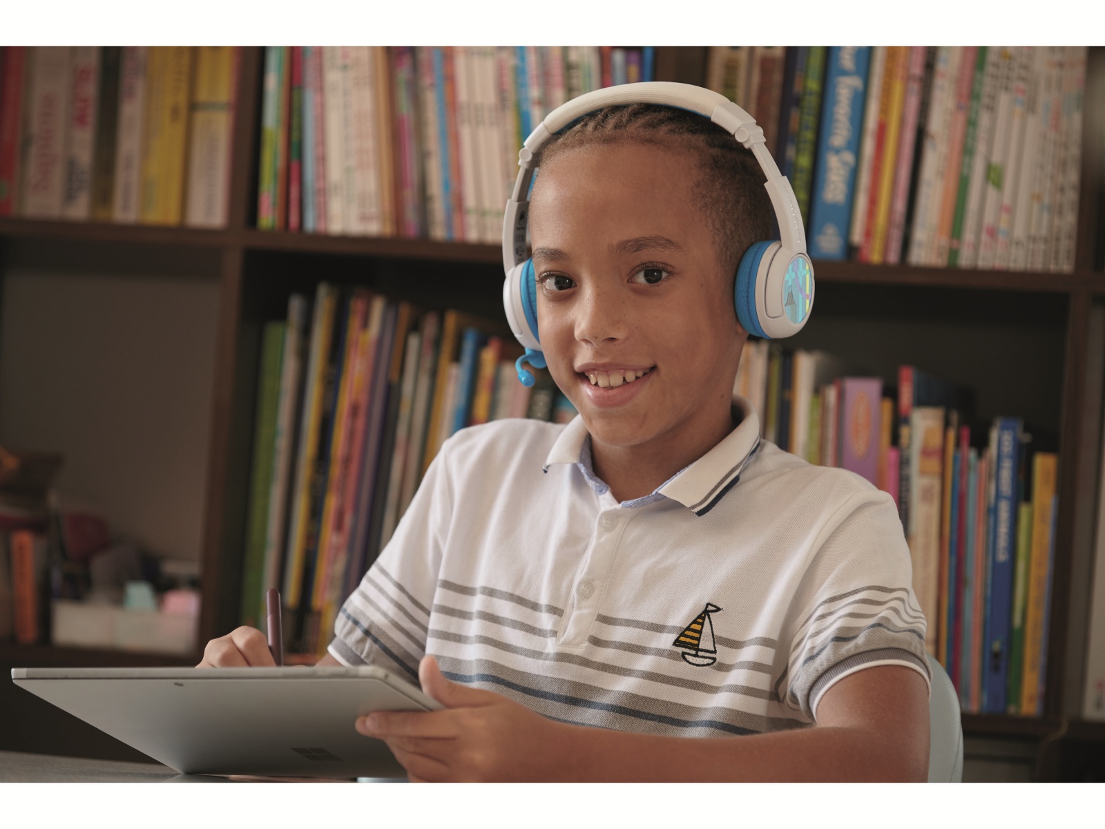 ONANOFF Bluetooth On-Ear Kopfhörer BuddyPhones School+, für Kinder, weiß/blau