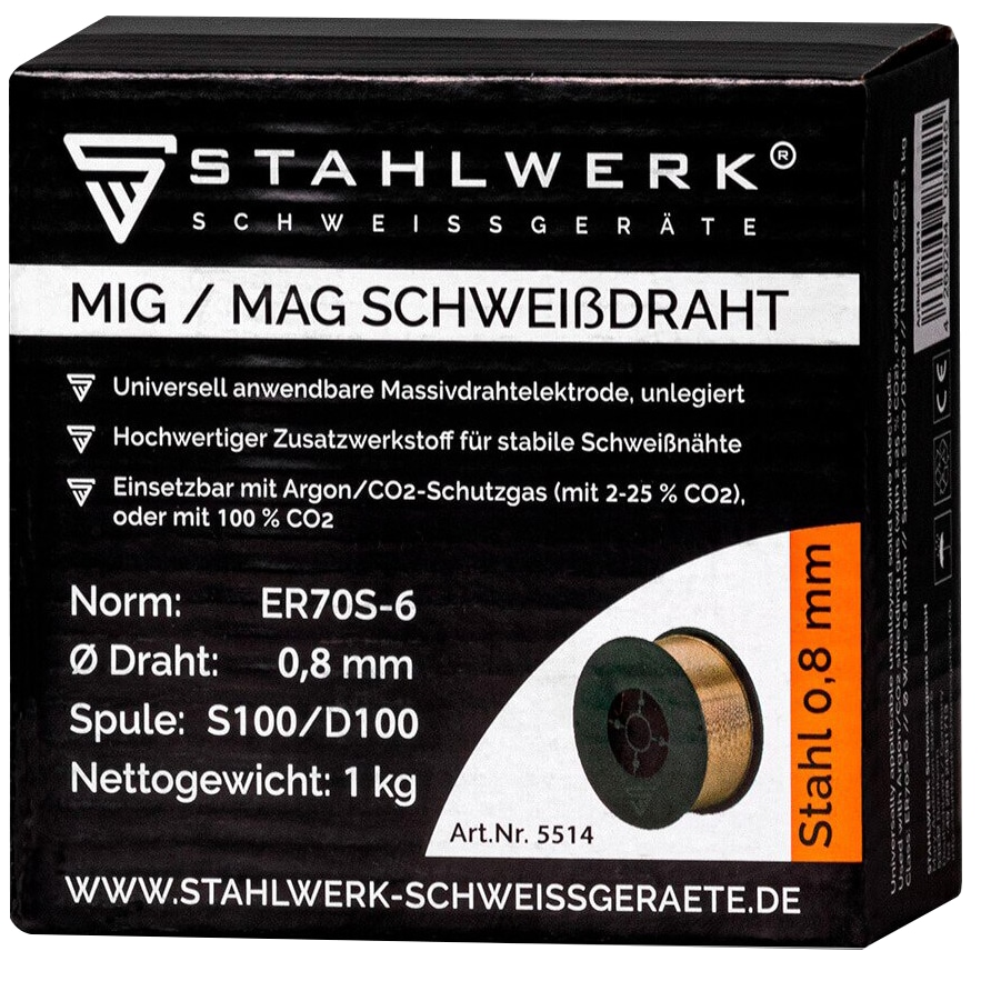 STAHLWERK MIG MAG Schweißdraht, 5512, ER70S-6, 0,8 mm, 1 kg