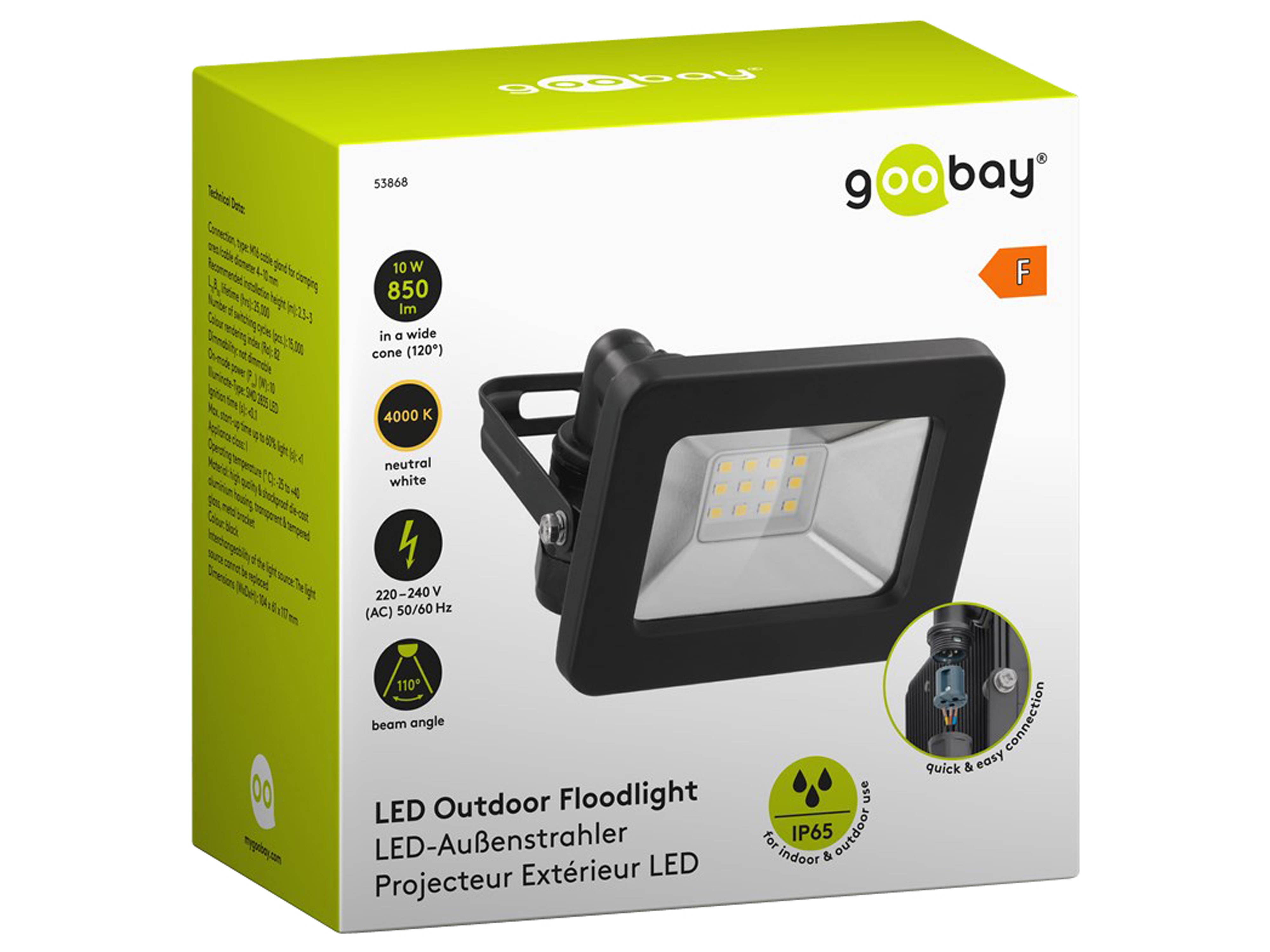 GOOBAY LED-Fluter, 10W, 850lm, 4000K, schwarz