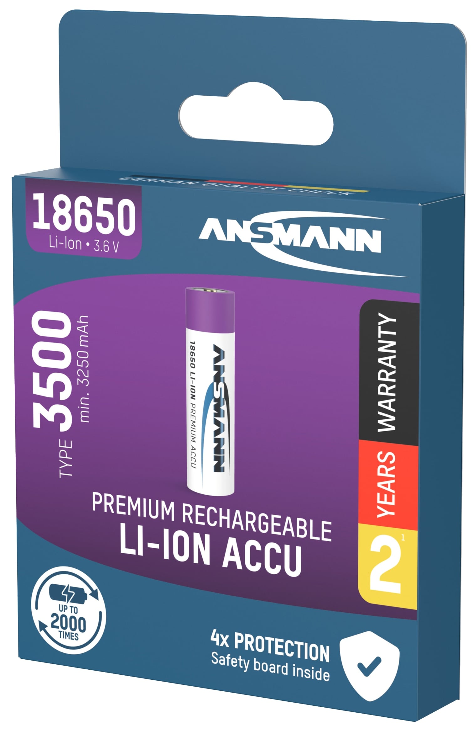 ANSMANN LiIon-Akku 1307-0001, 18650, 1S1P, 3,7 V/3500 mAh