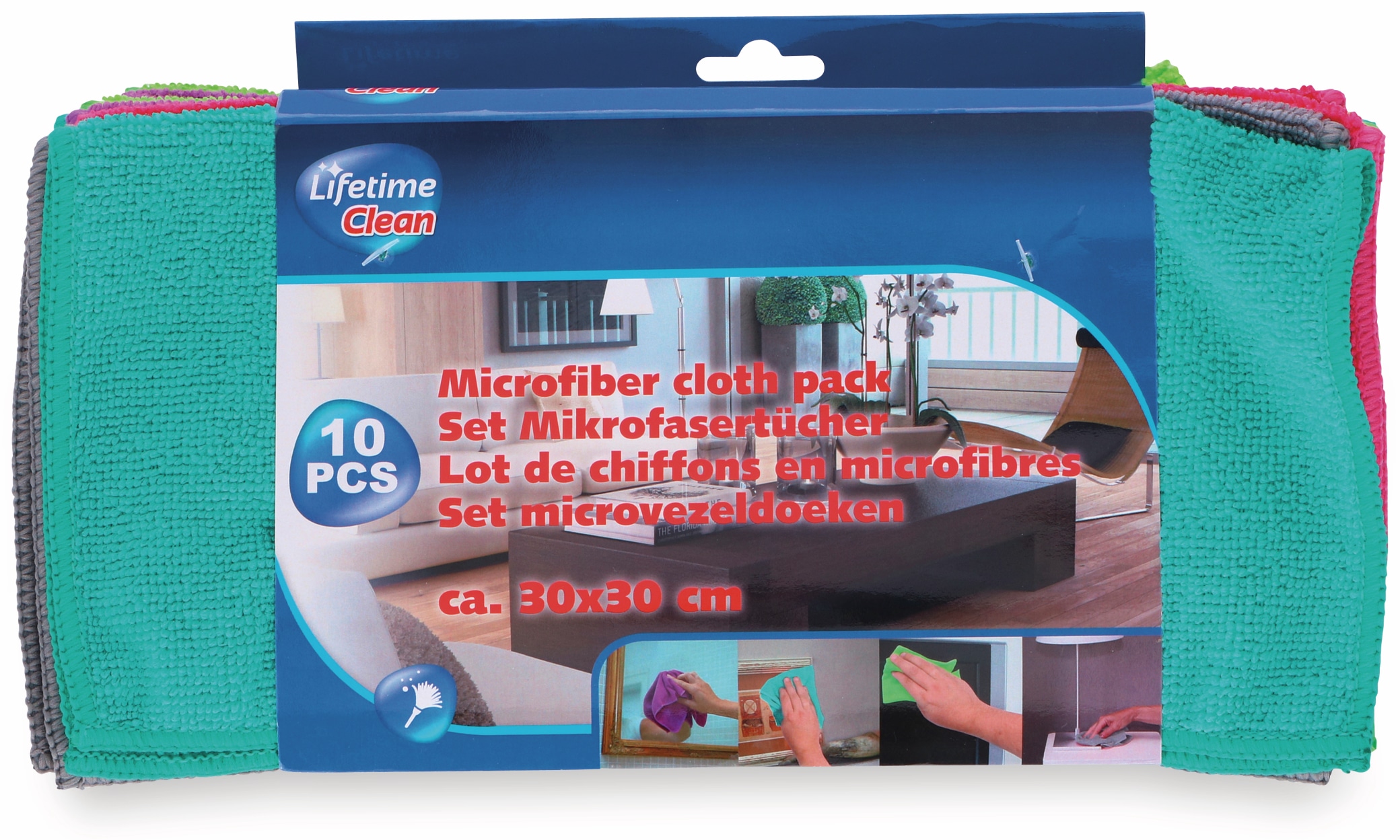 LIFETIME Mikrofaser-Reinigungstücher CLEAN, 10 Stück, 30x30 cm