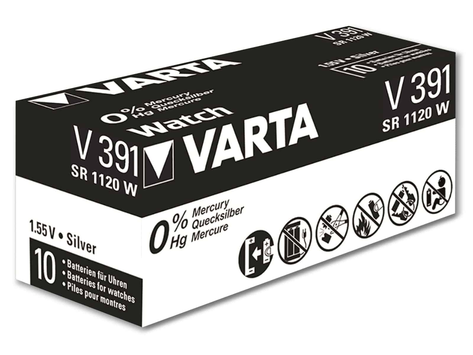 VARTA Knopfzelle Silver Oxide, 391 SR55,  1.55V, 10 Stück