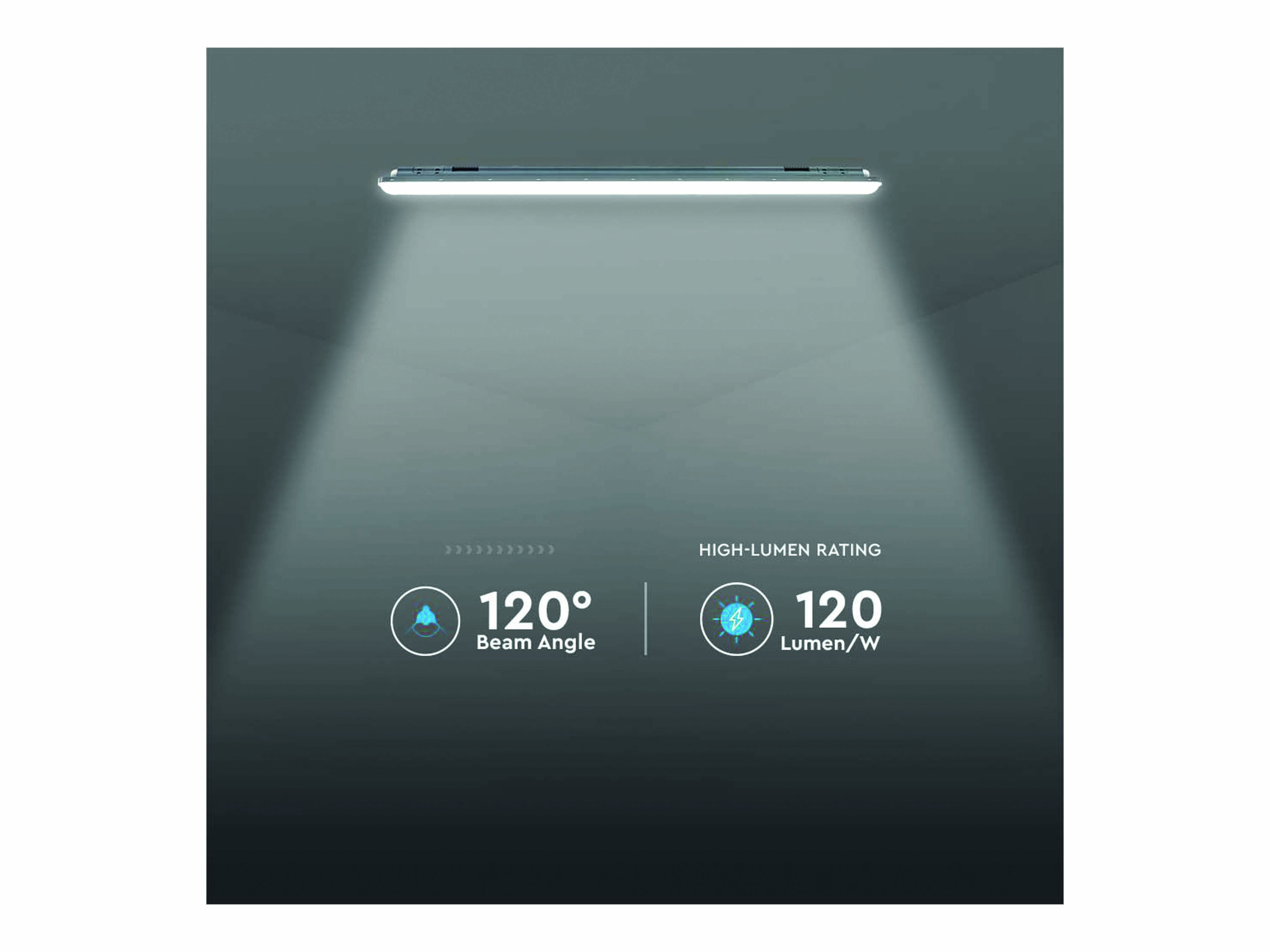 V-TAC LED-Feuchtraumleuchte VT-1253, EEK: E, 36 W, 4320 lm, 4000 K, 1200 mm