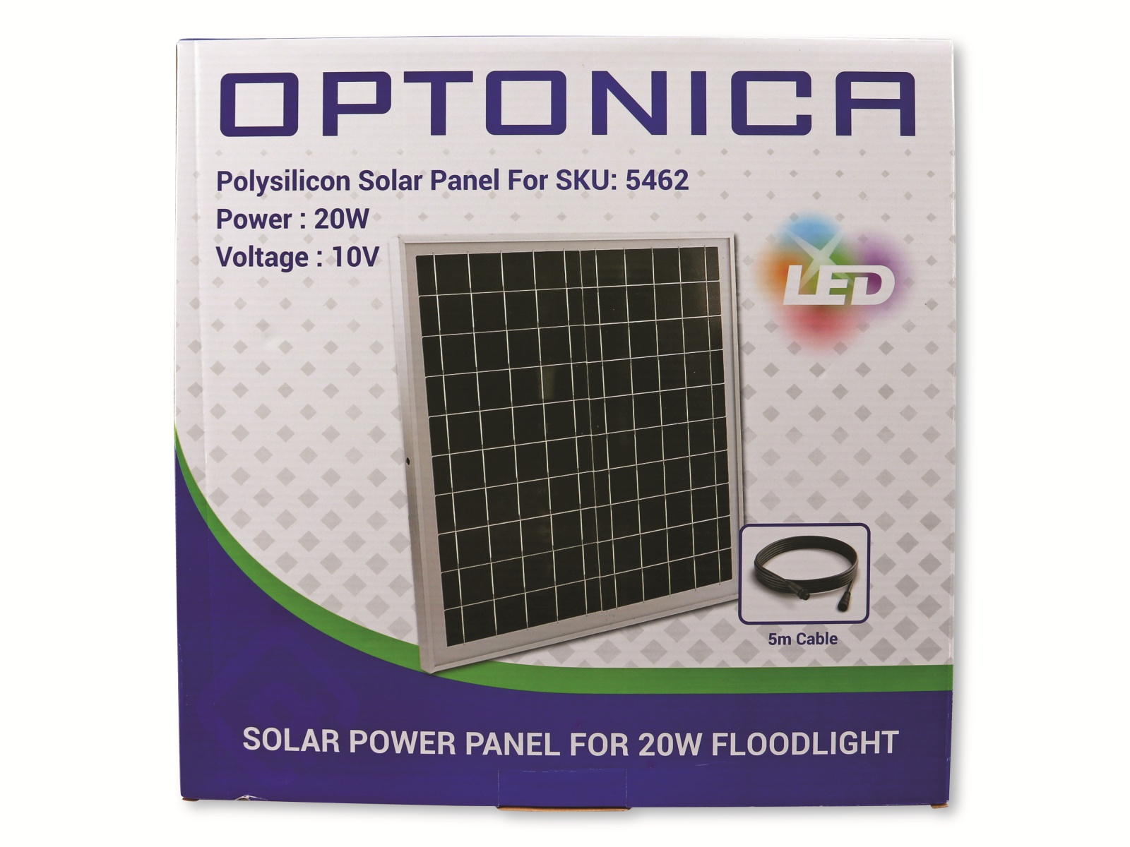 OPTONICA Solar LED-Fluter, 5462, 20W, 1800lm, 6000k