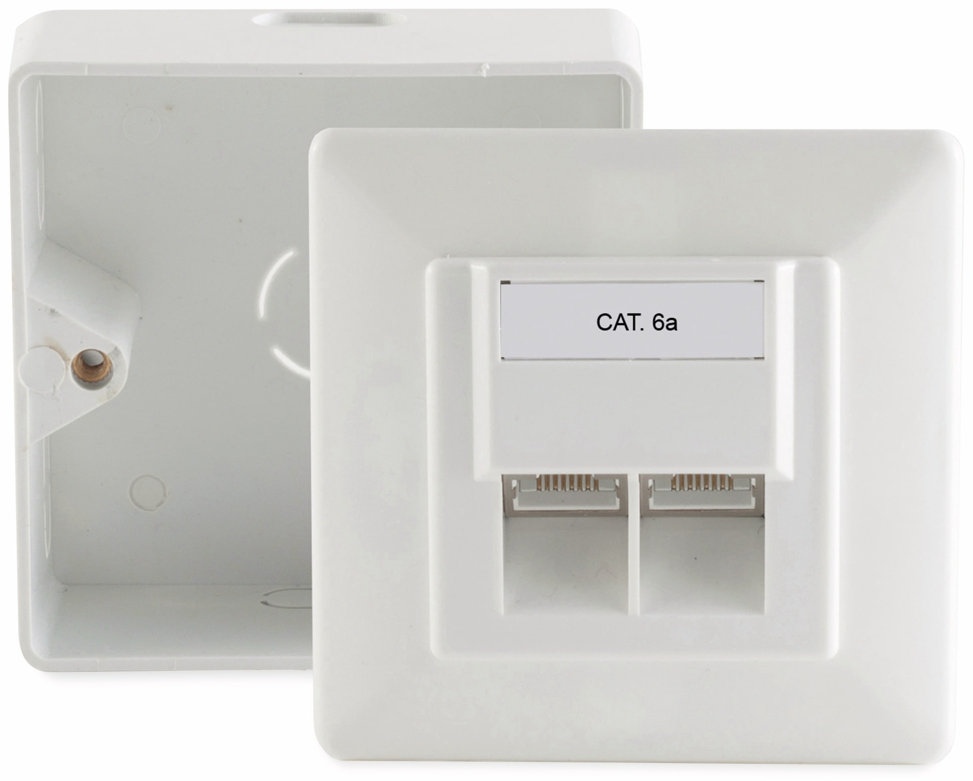 S-IMPULS CAT.6a Anschlussdose, 2-fach , AP/UP, reinweiß