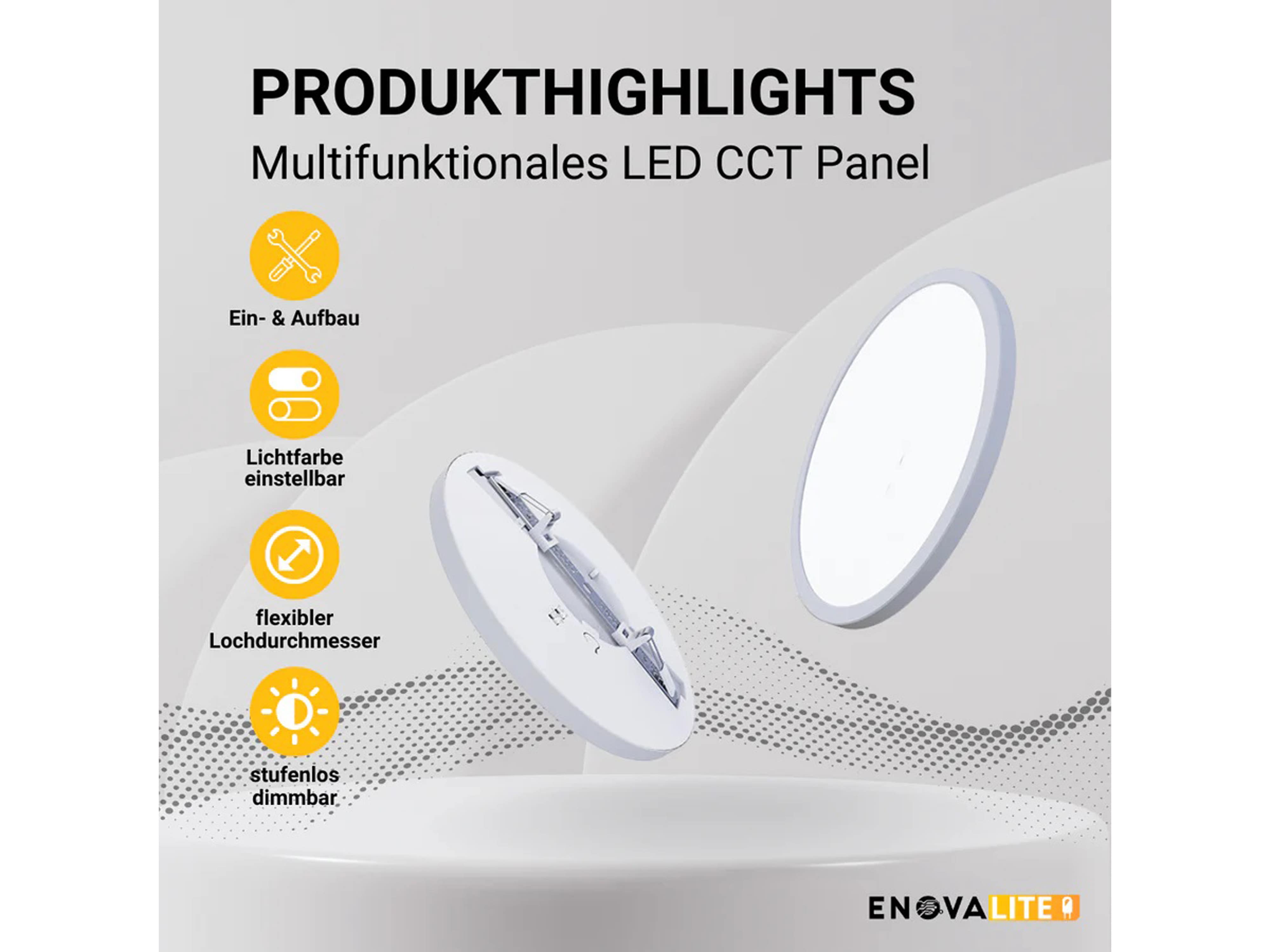 ENOVALITE LED-Panel, EEK: F, 18W, 1880lm, CCT, ø225, dim