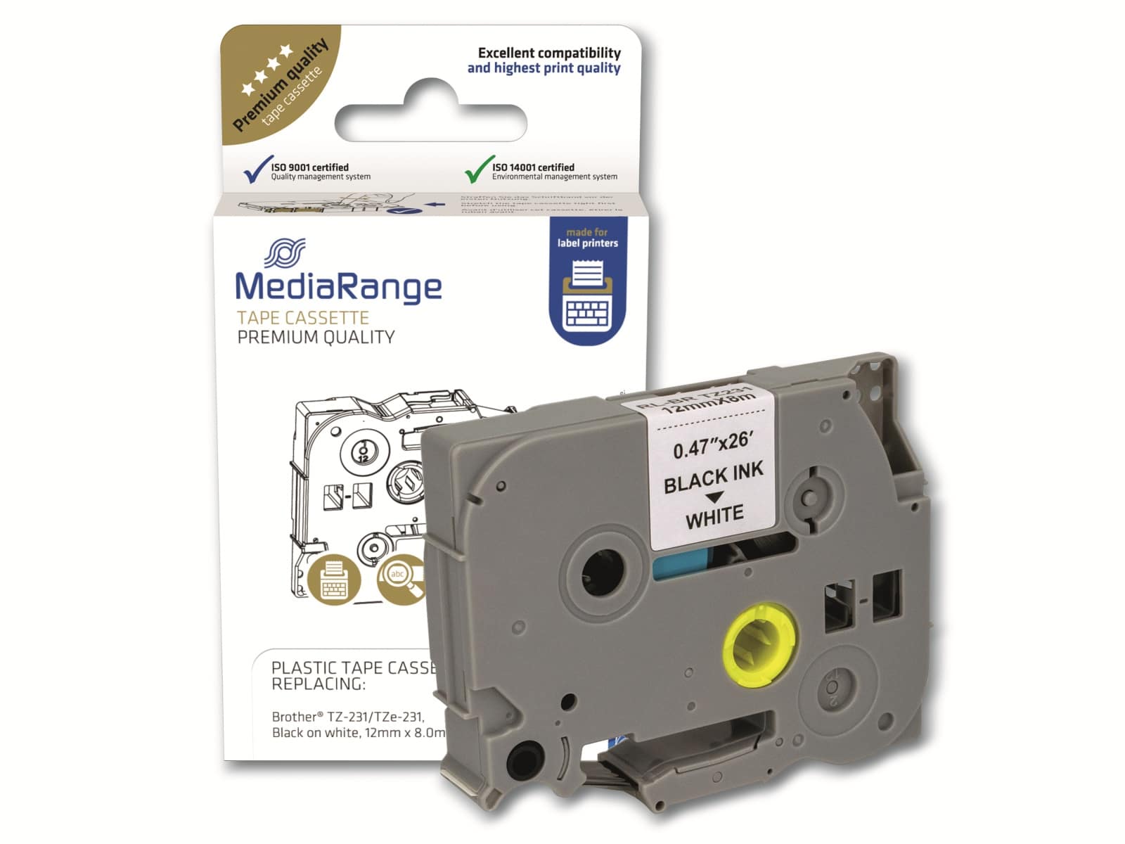 MEDIARANGE Schriftband MRBTZ231, ersetzt Brother TZ-231/TZe-231