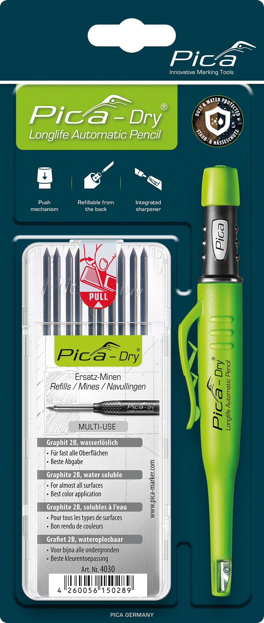 PICA Dry Tieflochmarker Bundle 30403, Grafit-Set 