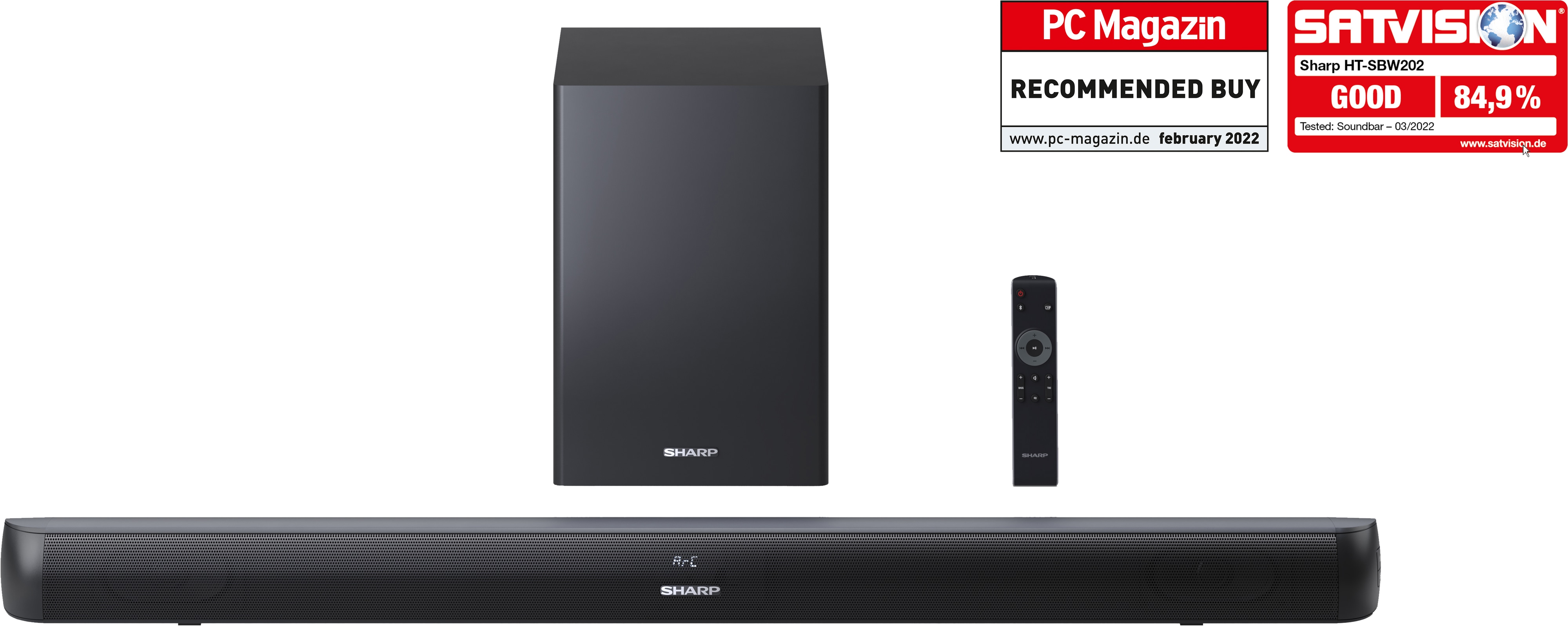 SHARP Soundbar-System HT-SBW202, Subwoofer, Bluetooth, HDMI, 200 W