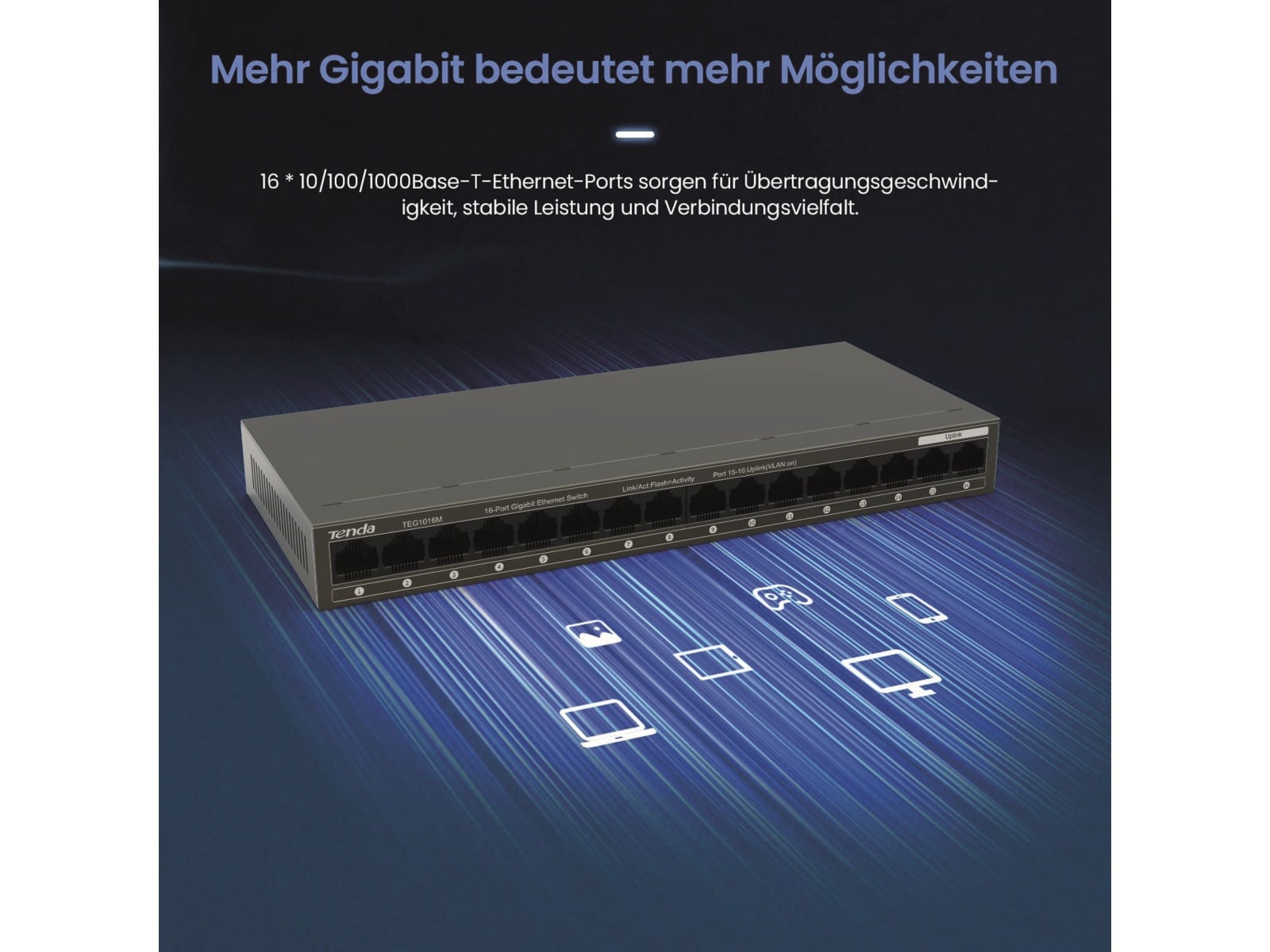 Switch TENDA TEG1016M, 16-port, Gigabit