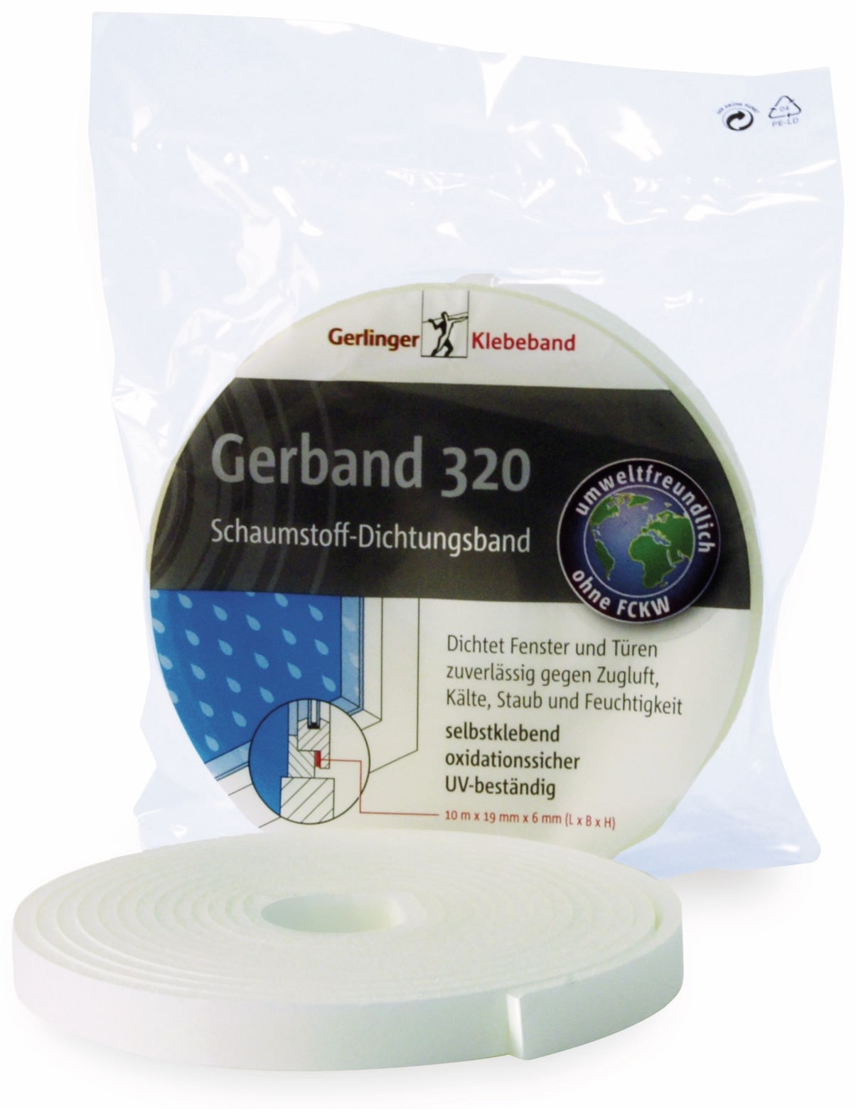 GERBAND PUR-Schaum Dichtungsband 320, 9 mm x 10 m, weiß