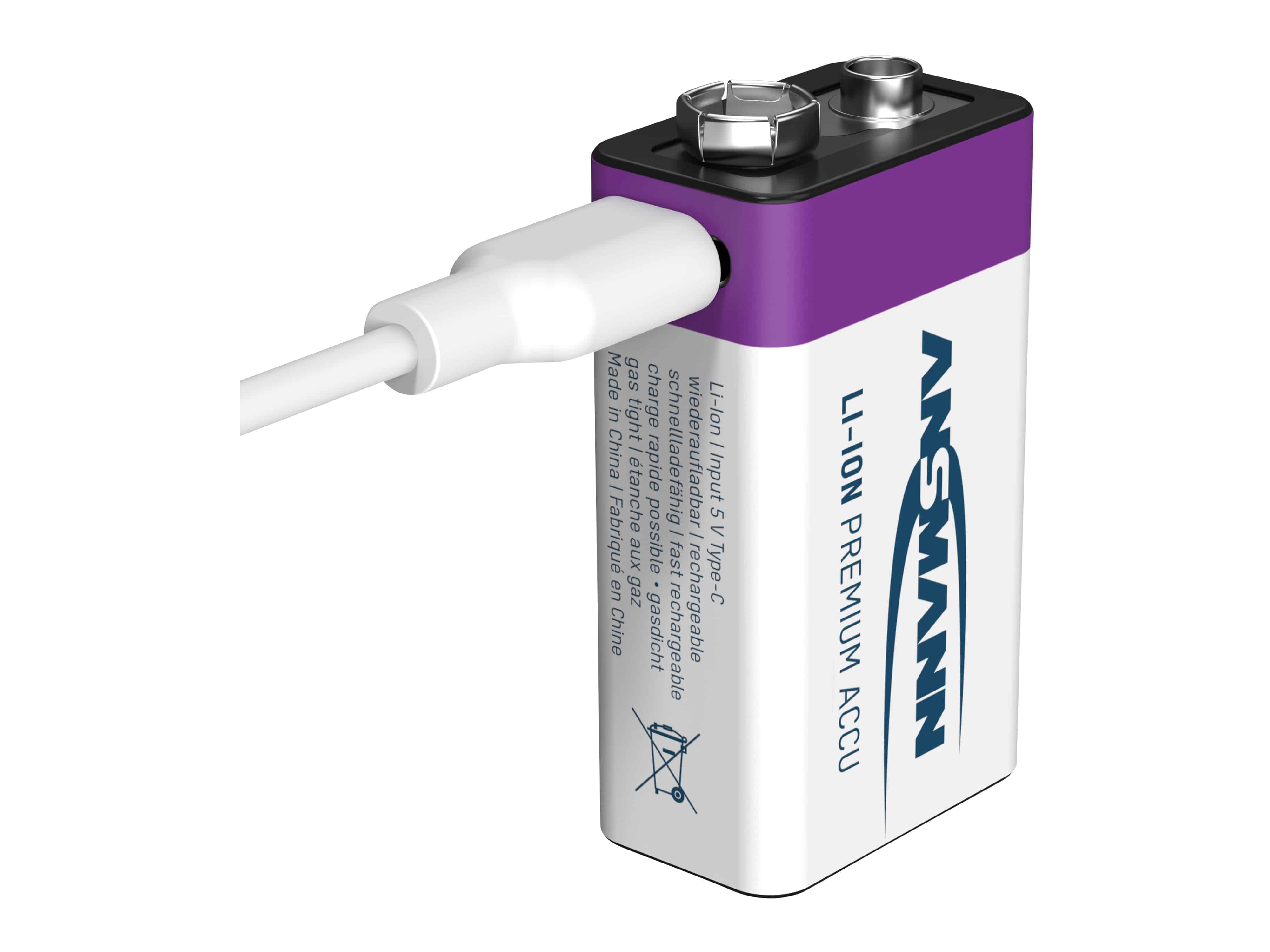 ANSMANN Li-Ion 9V-Block-Akku, Typ 400 (min. 340mAh)