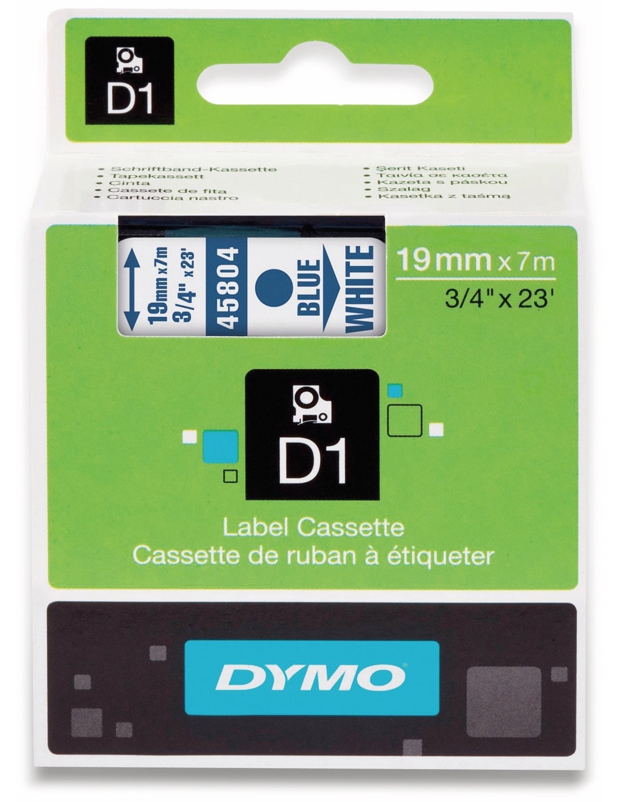 DYMO Beschriftungsband D1 für LabelManager, blau auf weiß, Standard, 19 mm