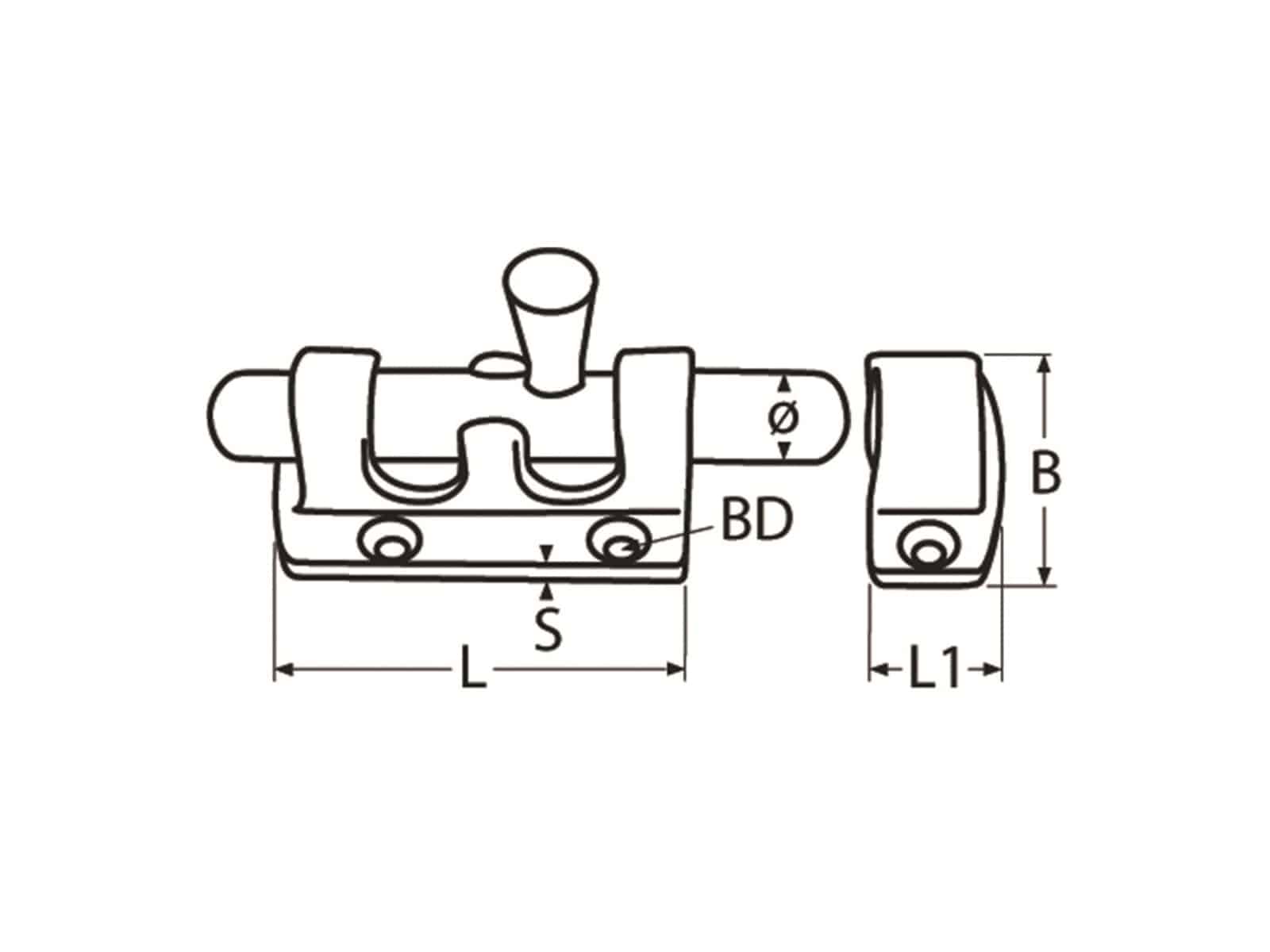 MARINETECH Schieberiegel Edelstahl A4, 76x38mm