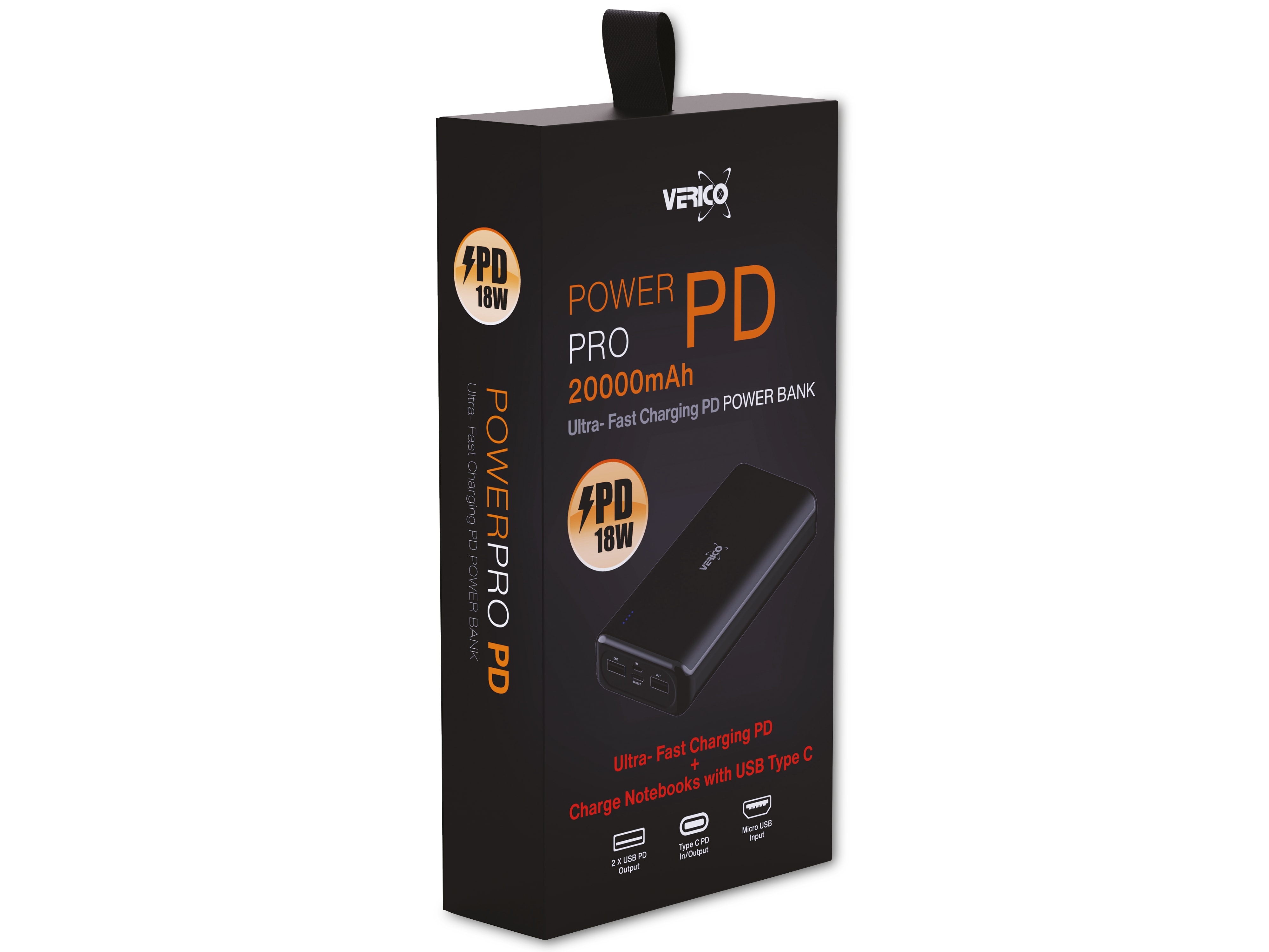 VERICO USB Powerbank Power Pro PD V2, 20.000mAh, schwarz