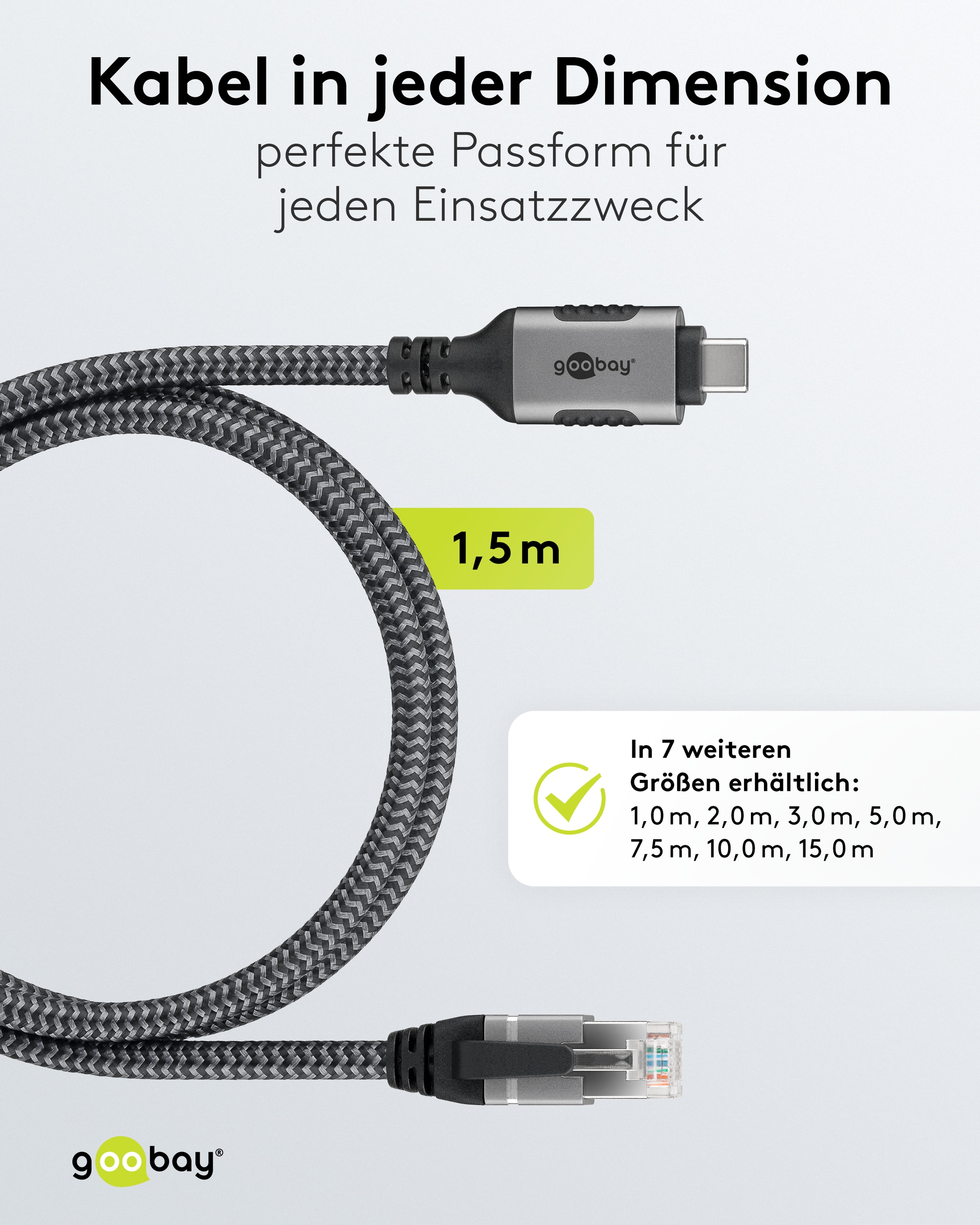 GOOBAY Ethernet-Kabel CAT6 USB-AC 3.1 auf RJ45 1,5m