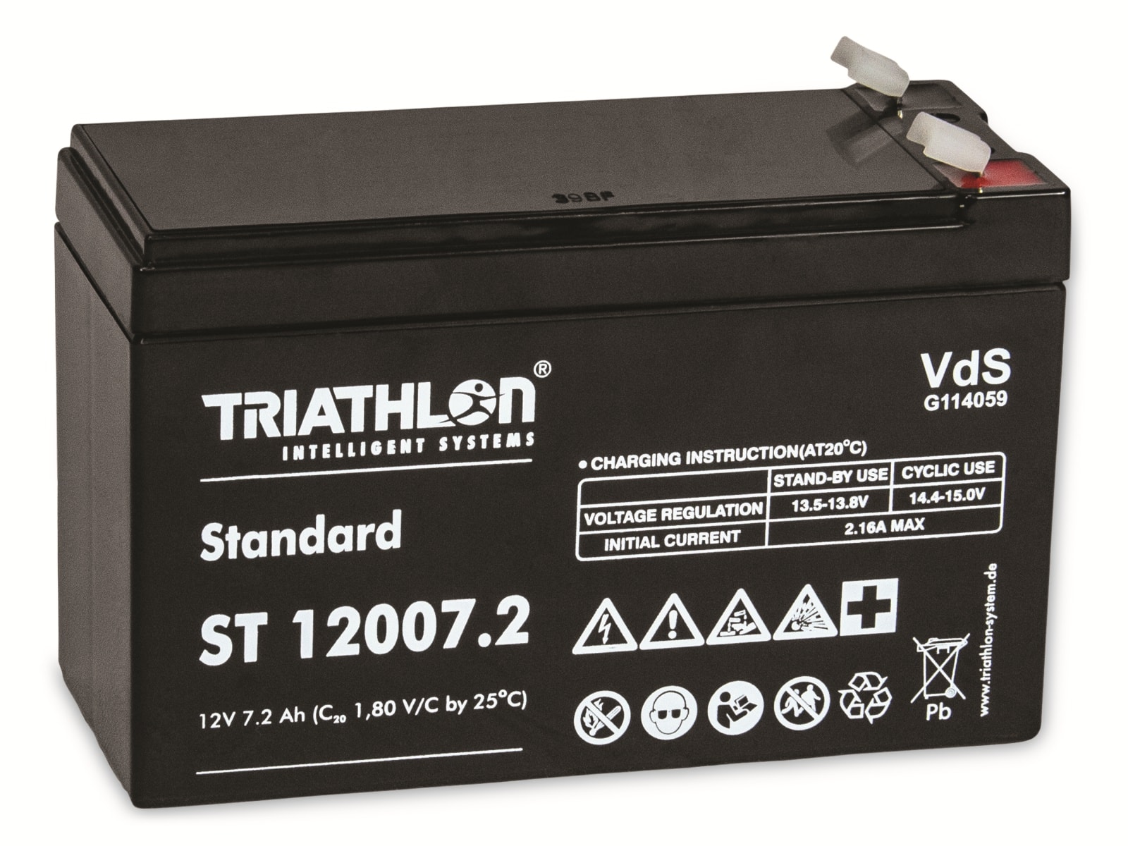 TRIATHLON Bleiakku, 12V/7200mAh, VdS-Zulassung, Faston 4,8mm