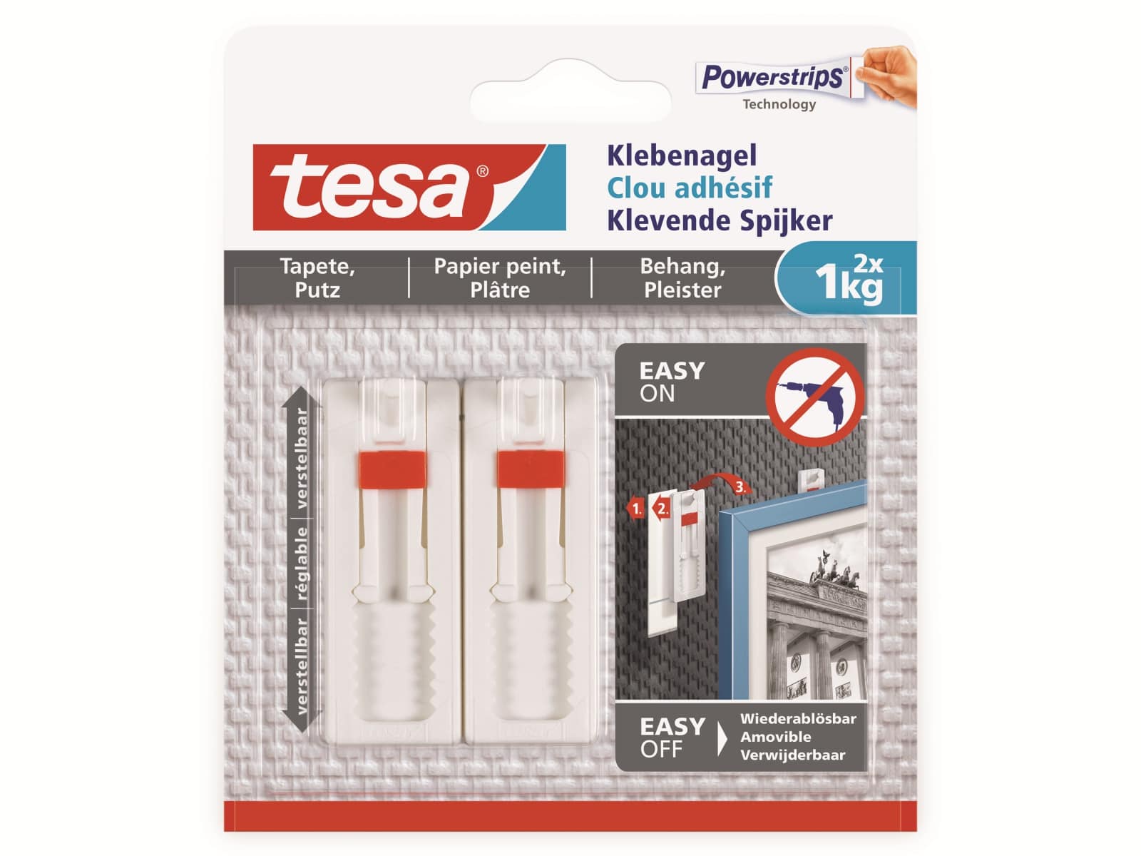 TESA ® Klebenagel verstellbar, Tapete&Putz, 1 kg 2 x 1KG 77774-00000-00