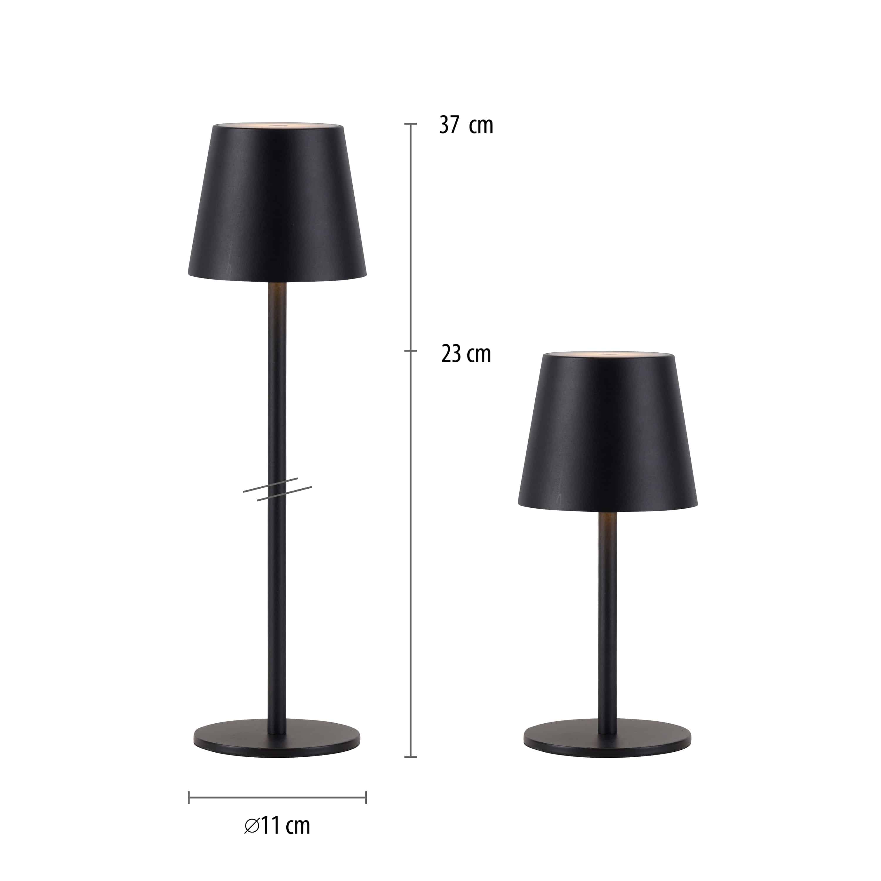 JUST LIGHT LED-Akku-Tischleuchte 19250-18 schwarz, 2,5 W, 320 lm, 3000 K, IP54